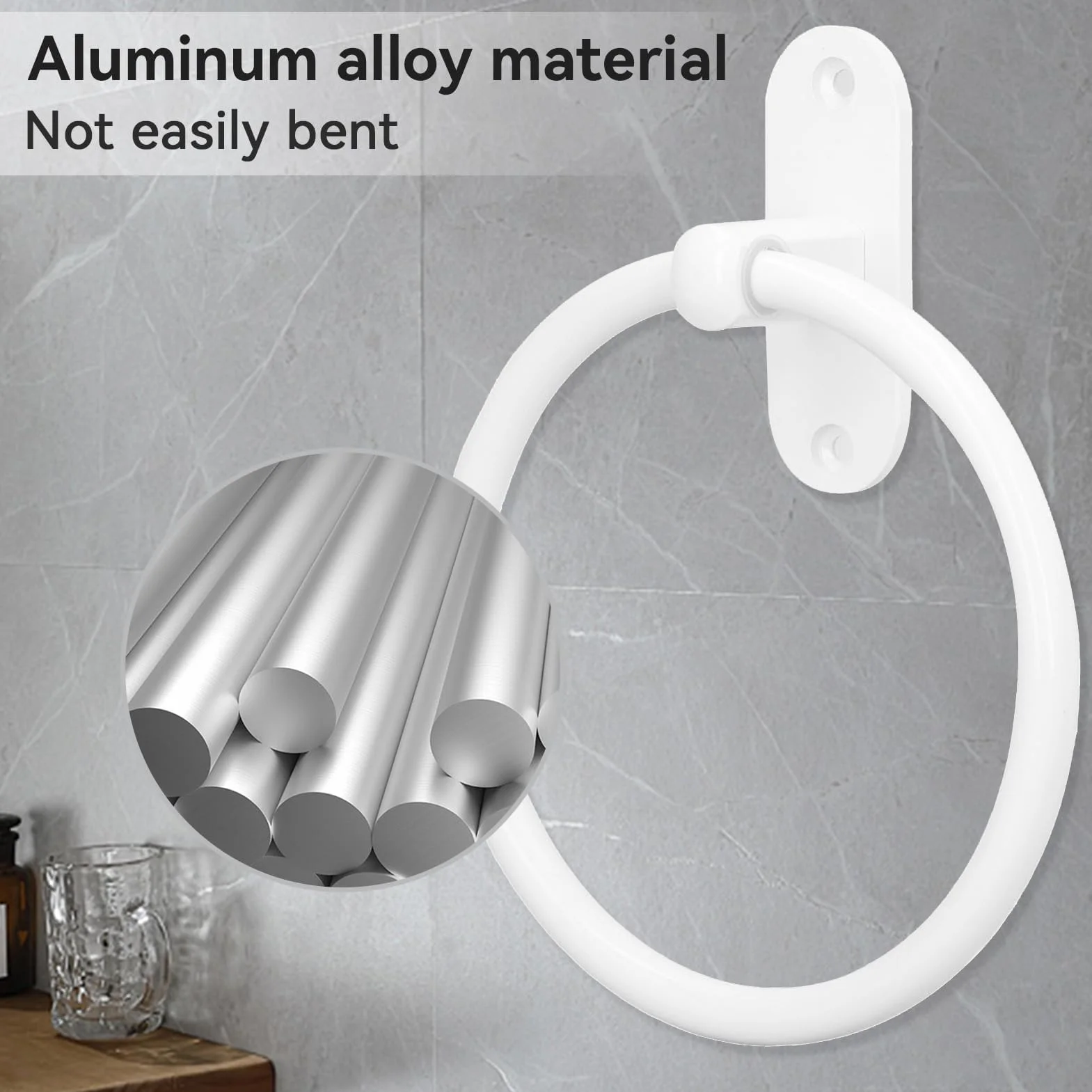 HERCHR Toallero de Mano, Toallero de Aluminio para Baño Toallero de Mano Colgador de Pared Toallero Redondo Toallero Redondo Círculo Toallero Colgador Giratorio Toallero de Cocina para Casa
