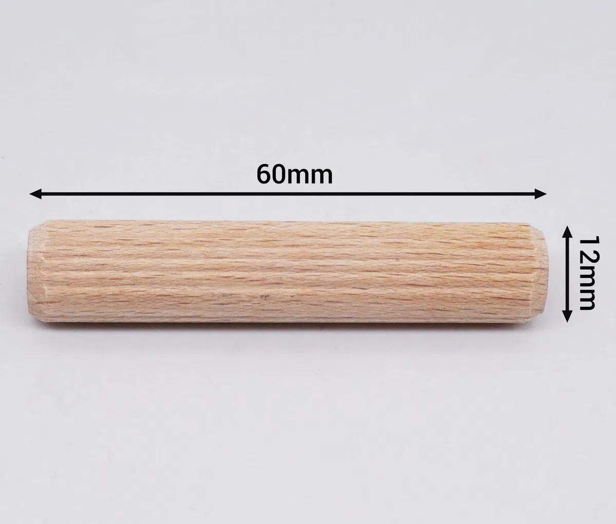 SKIR'CO (150 piezas) Tacos de madera 12 x 60 mm, tacos de madera ranurados, pasadores acanalados para muebles, tacos ranurados
