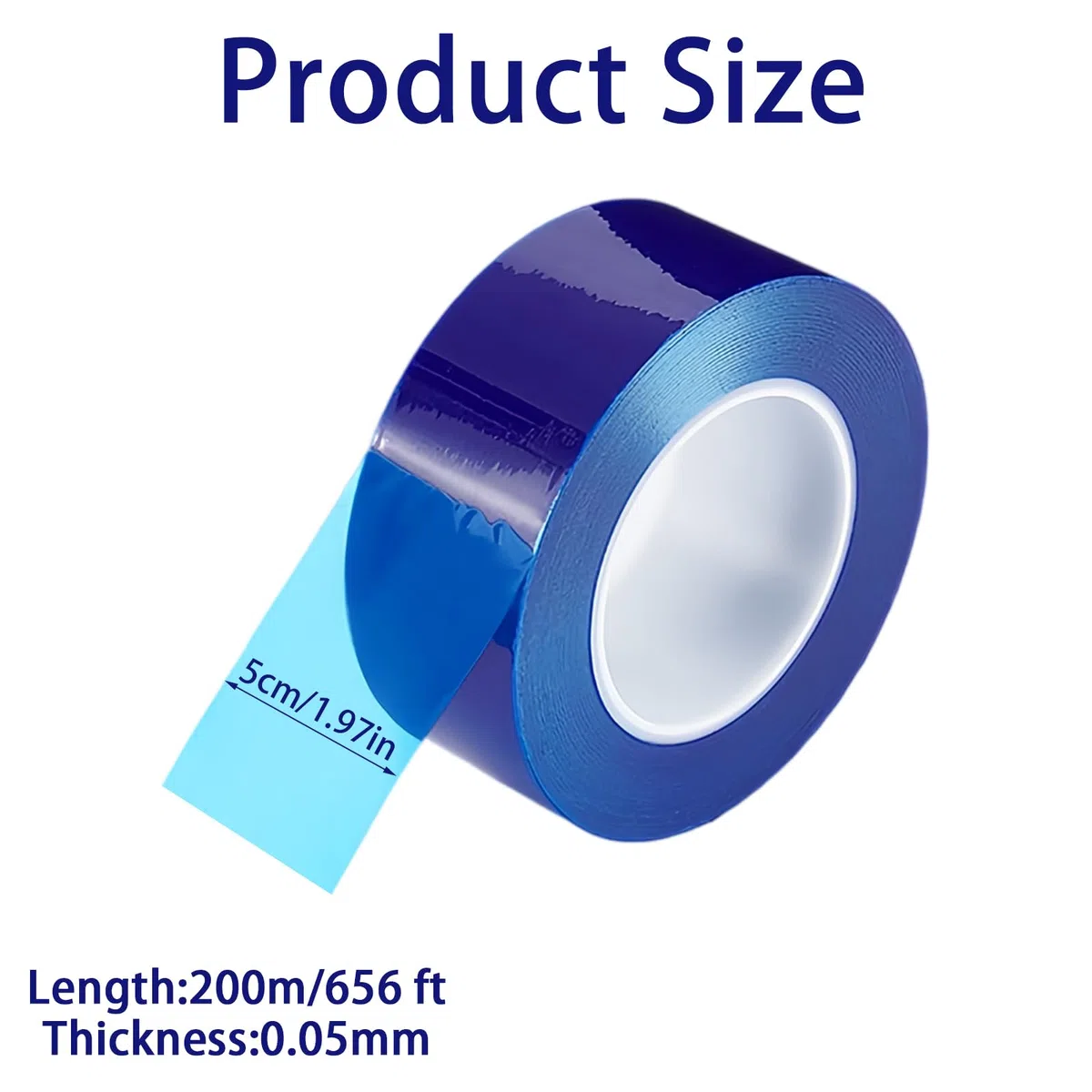 Cinta de Película Protectora, 0,05 mm Espesor Película Protectora, 5cm X 200m, PE Azul Cinta de Película Protectoras Removible, para Protección de Aparatos