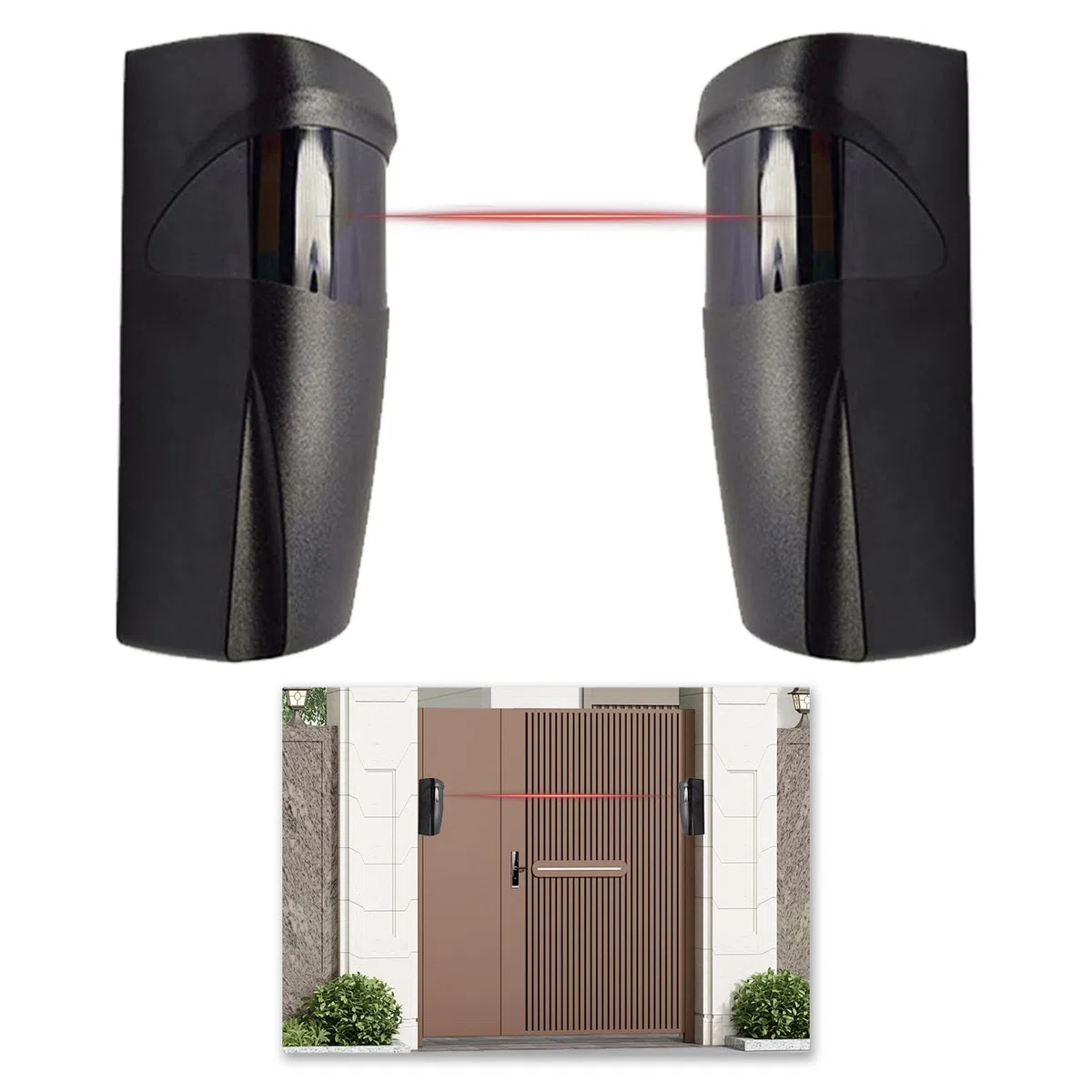 Fotocelula Puerta Garaje, Par de Fotocélulas Infrarrojas Universales para Sensor Puerta Garaje Automático de Exteriores, Compatible con Sistemas de Portones y Garajes, 12V/24V AC DC, Protección IP55