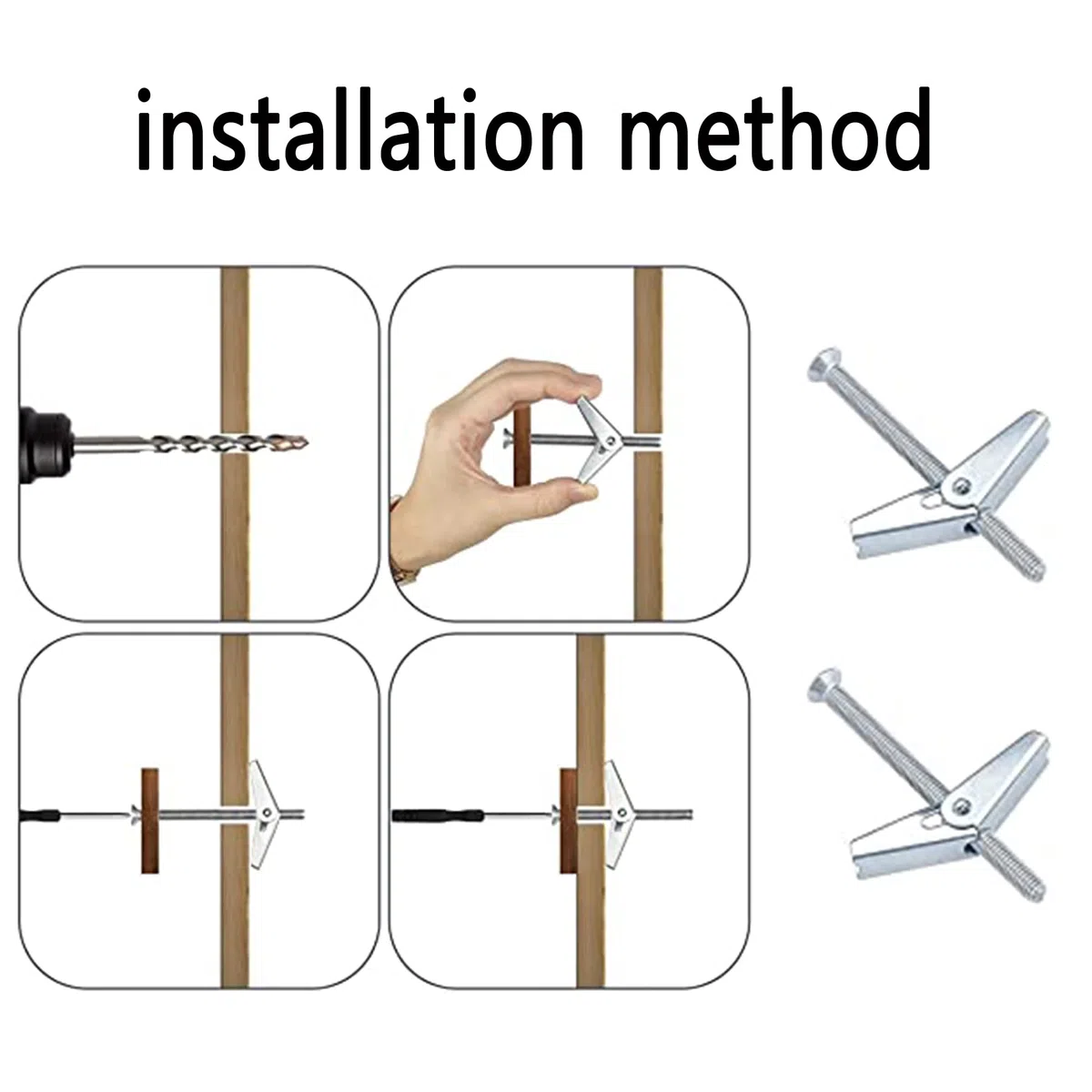 15 Pcs Tacos De Yeso Para Placas y Pared, Tornillos De Expansión M4, Tornillos Adicionales y De Palanca De Hardware, Para Instalación En Techo