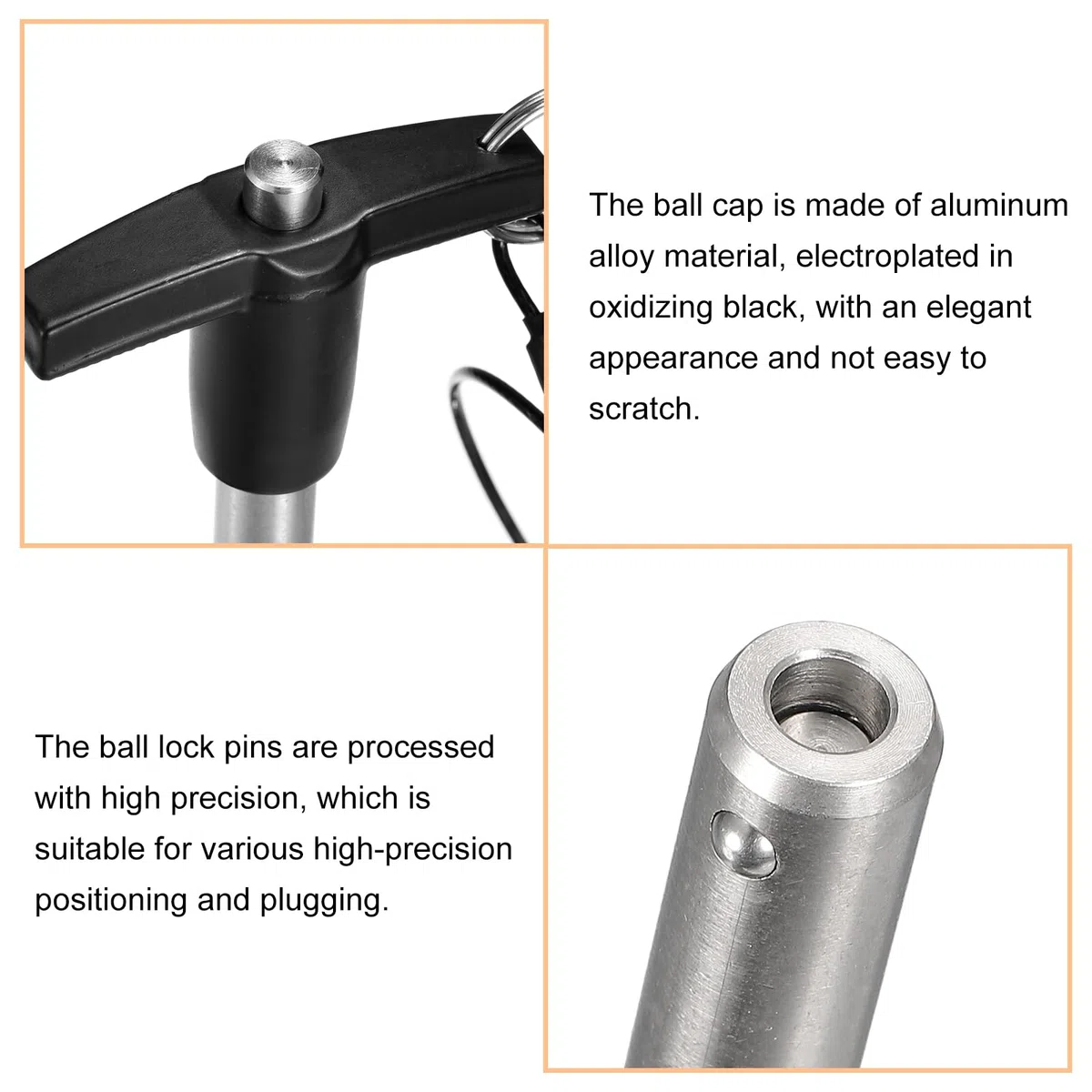 QUARKZMAN T Mango Bloqueo Pasadores, 25/64" Pasador Diámetro 2-23/64" Uso Longitud Inoxidable Acero Empuje-Botón Rápida Liberación Pasador con Cordón Cable (10mm-60mm)