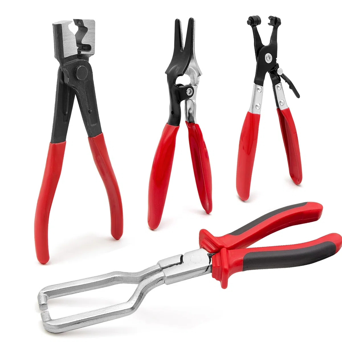4pcs Alicates para Abrazaderas de Manguera, Alicates de Cuello Tipo R, Alicate de Línea de Combustible, Alicate para Abrazadera Coche, Hose Clamp Pliers