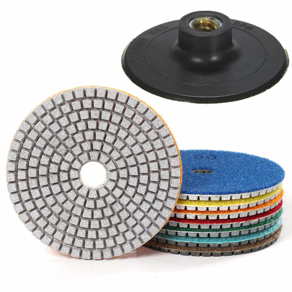 7 Piezas 3 Pulgadas Diamond Polishing Pad Húmedo para Pulidor de Piedra Mojada Pulidora Diamante Accesorios