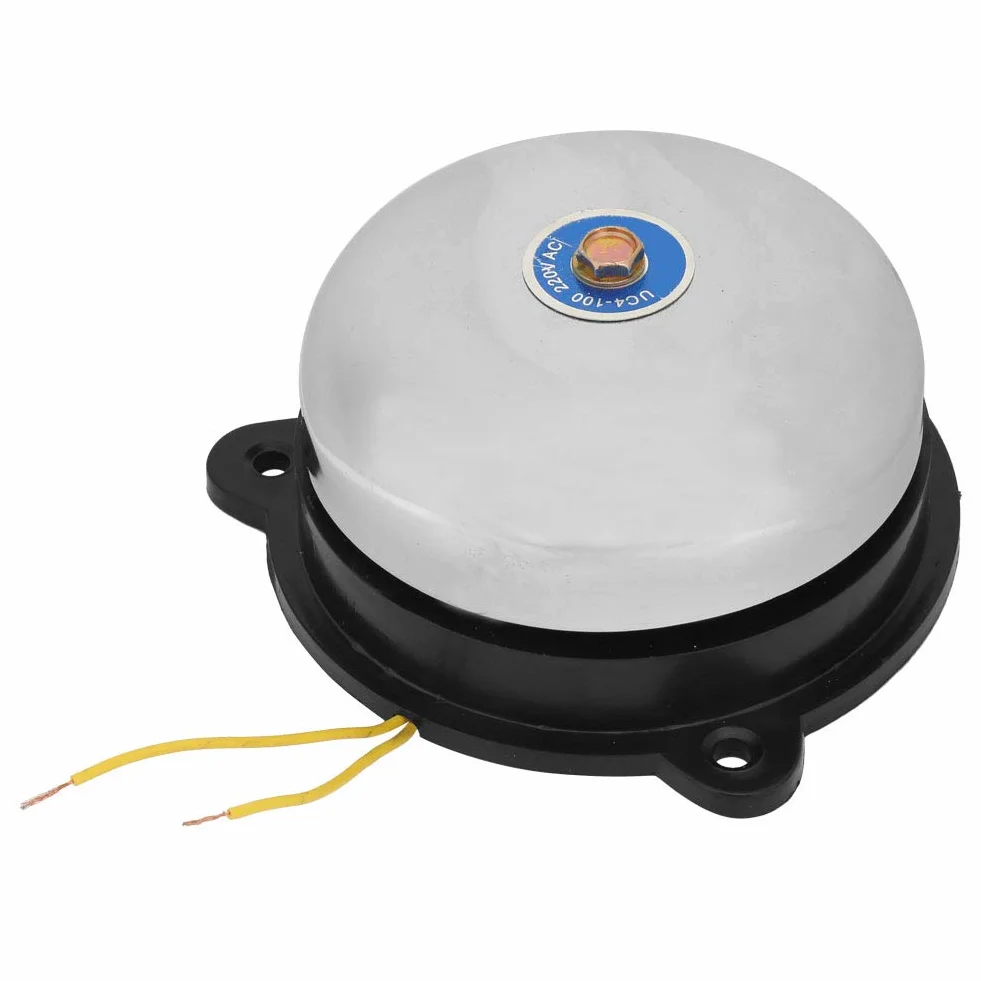 Timbre de señal, Campana de Anillo de Montaje en Pared de 4 Pulgadas Interior 220V para Escuela para fábrica