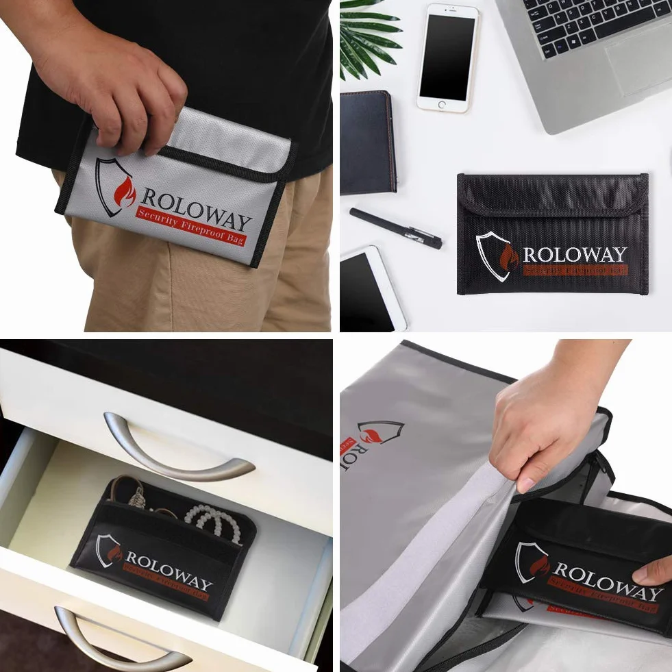 Bolsa pequeña ignífuga (12,7 x 20,3 cm), Bolsa para Llevar Dinero ignífuga Que no provoca irritación de la Piel, Bolsa ignífuga para Objetos de Valor, Pasaporte, Monedas y Llaves (2 Unidades)