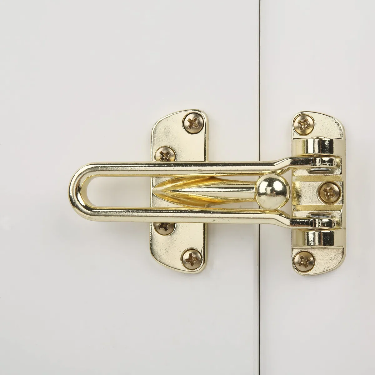 HASWARE Barra oscilante de seguridad para el hogar, aleación dorada, antirrobo, para puerta delantera e interior, tope de puerta de refuerzo a prueba de niños (dorado)