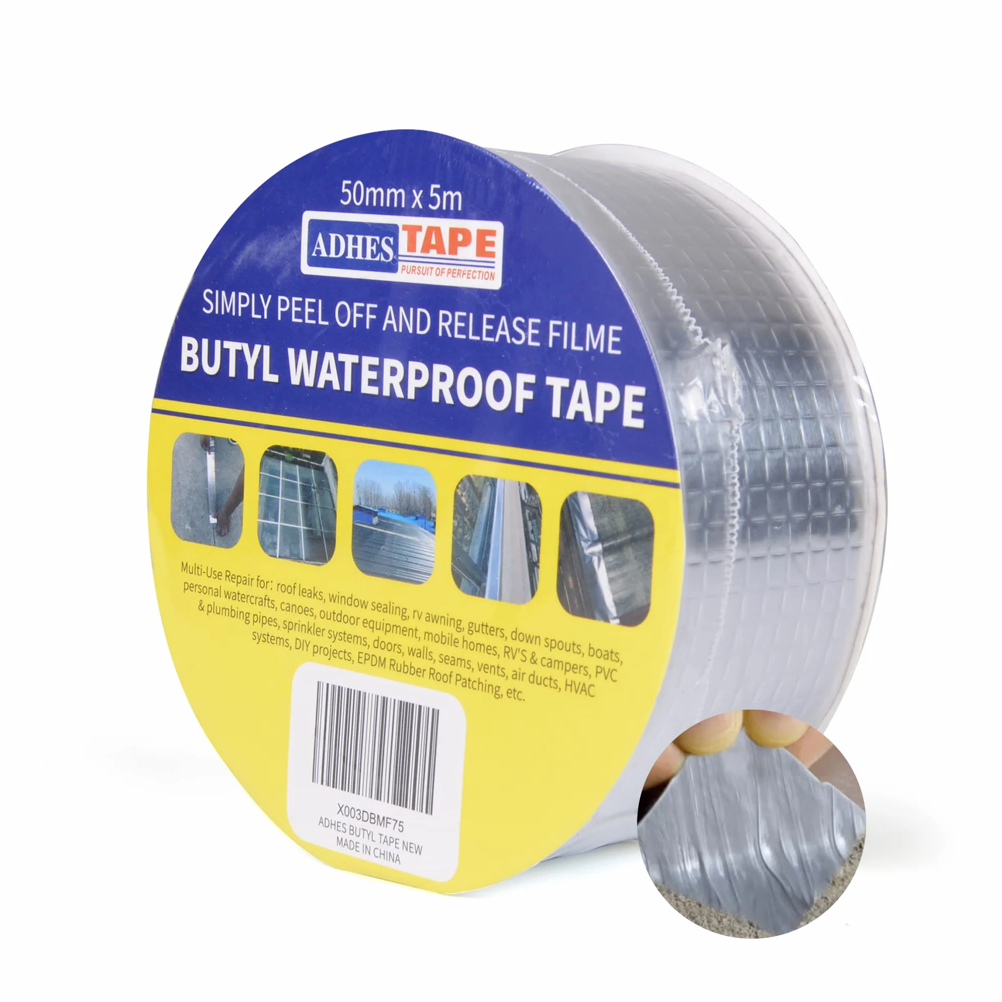 ADHES Cintas de butilo cinta impermeable cinta de aluminio cinta de reparación para fugas de techo, reparación de grietas, ruptura de tuberías 50mm x 5m