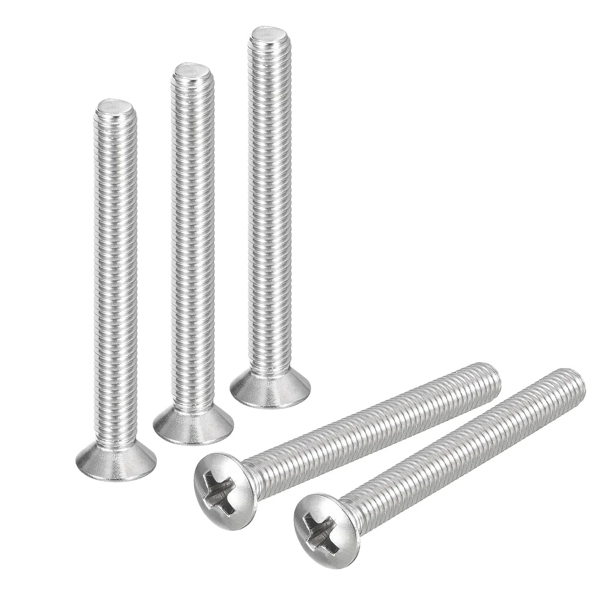sourcing map Tornillos Phillips de cabeza ovalada M5 x 60 mm, 25 tornillos de cabeza avellanada ligeramente elevados de acero inoxidable 304