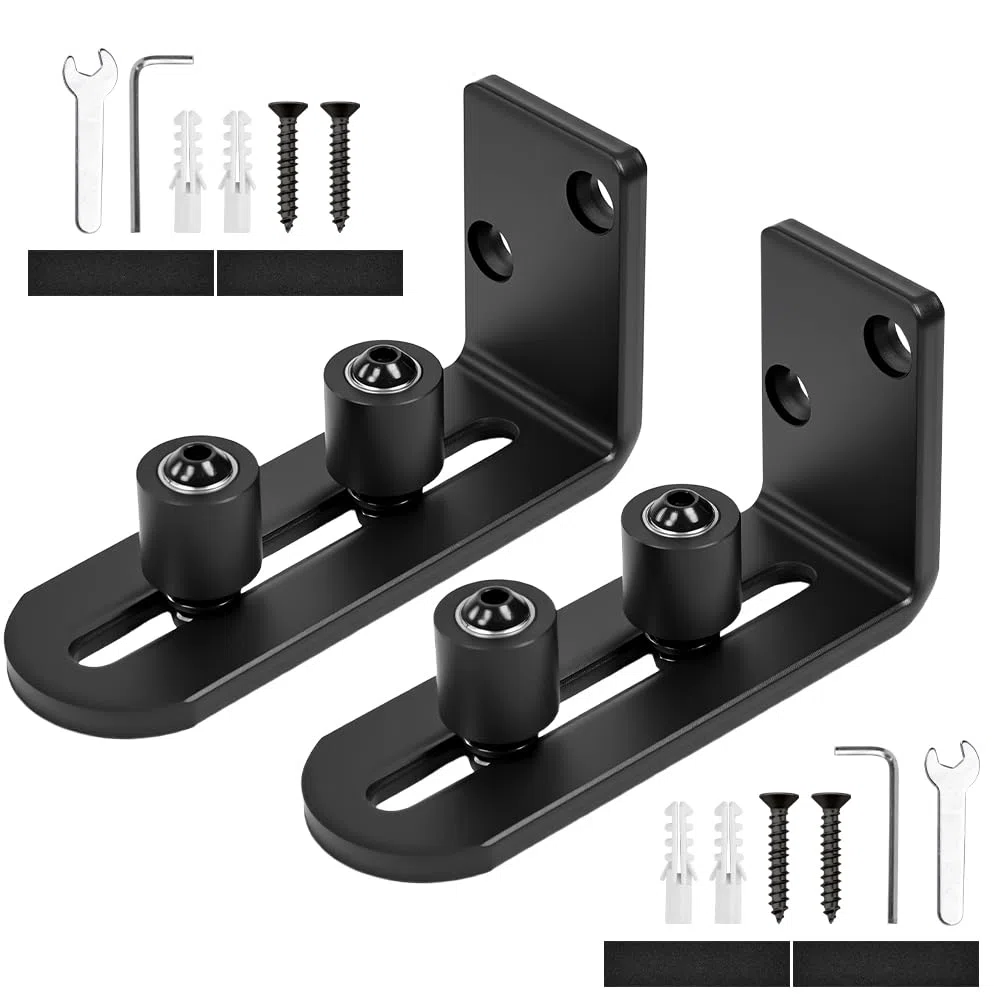 2 PCS Guías de Suelo para Puerta Corredera, Guía Inferior Puerta Corredera, Guías de Piso Ajustable para Puertas Corredizas para Montaje en Piso y Pared, Guía de Suelo para Puertas de Granero