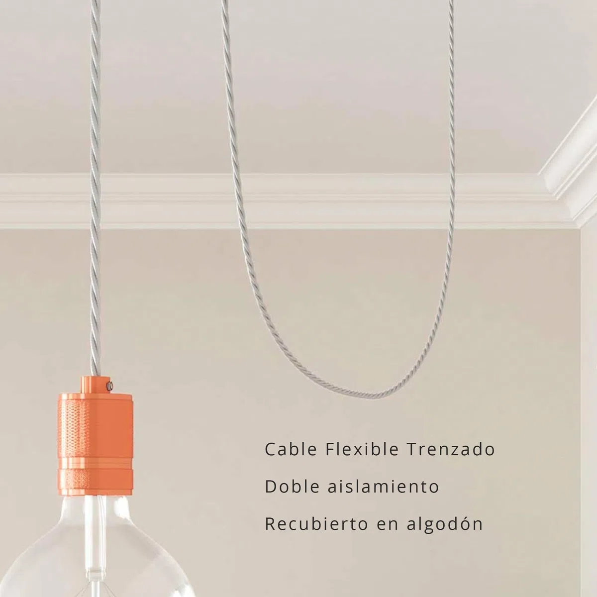 Cable eléctrico textil trenzado Blanco 5m | Hilo lámpara decorativo 2 hilos 2x0,75mm² | Cable flexible tejido para iluminación de diseño | Rollo de cable funda textil color blanco moderno