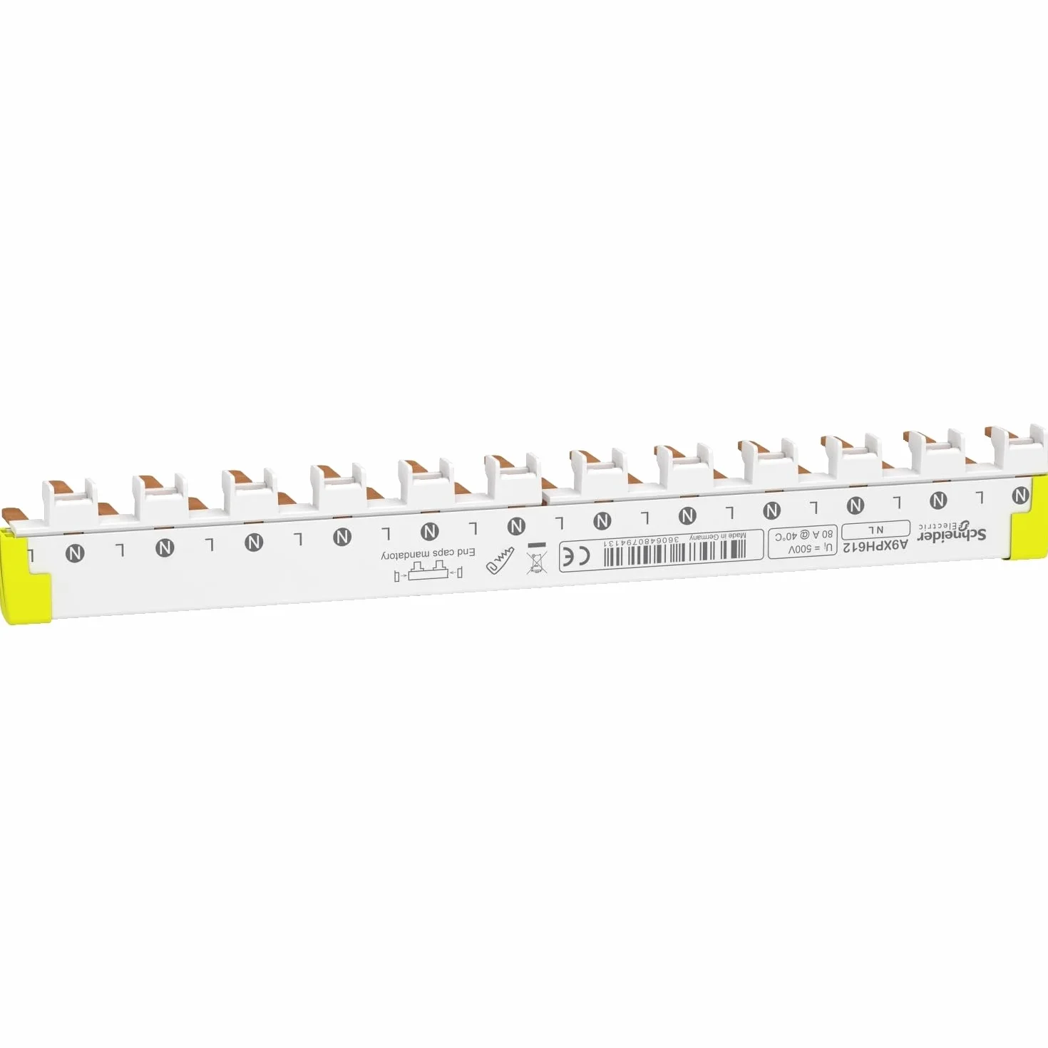 Schneider A9 x ph612 Peine Carril, Conector Inferior, fácil de Cortar, ACTI 9, 1P + N, 12 Module, 80 A
