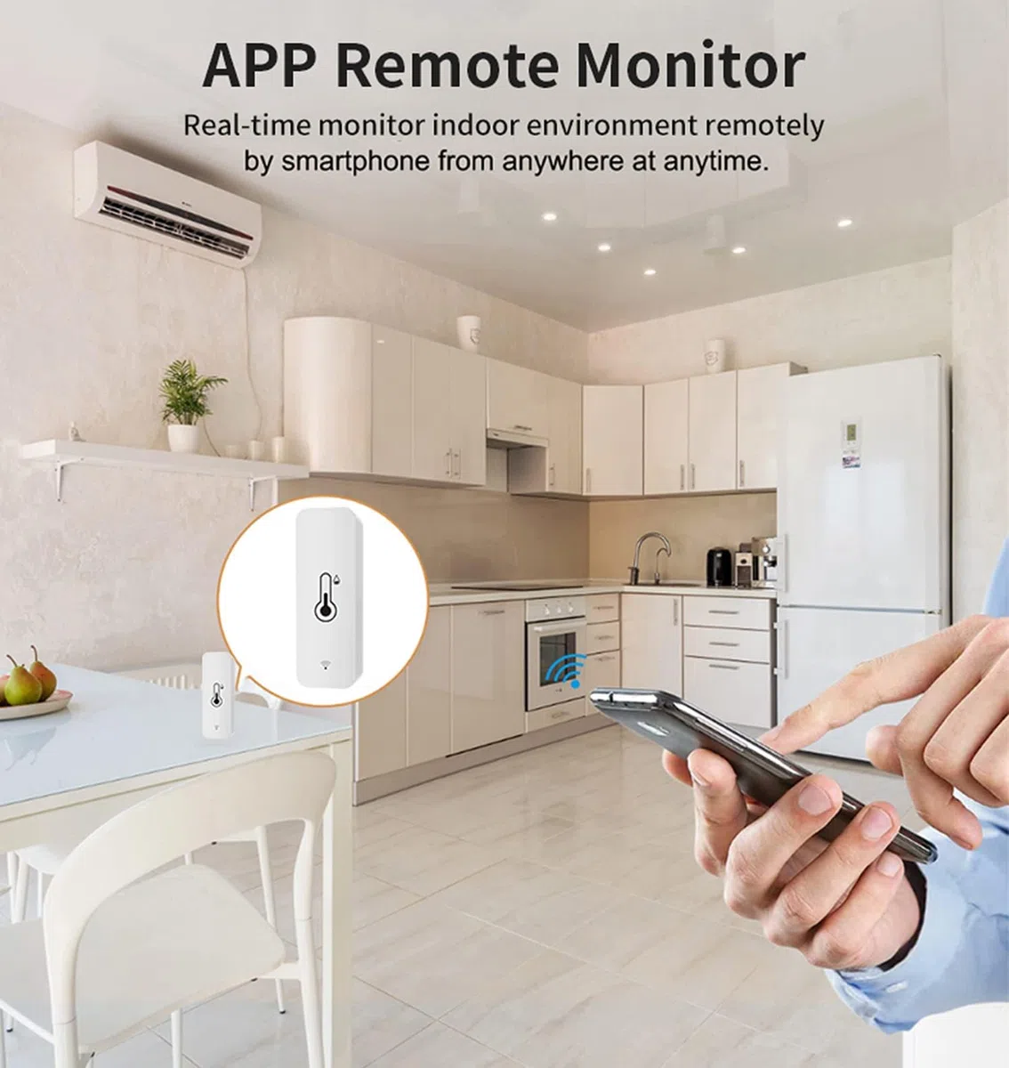 Monitor de temperatura de humedad WiFi: termómetro higrómetro inteligente para monitor remoto y alerta, termómetro interior de alta precisión con aplicación TUYA, compatible con Alexa (paquete de 1)