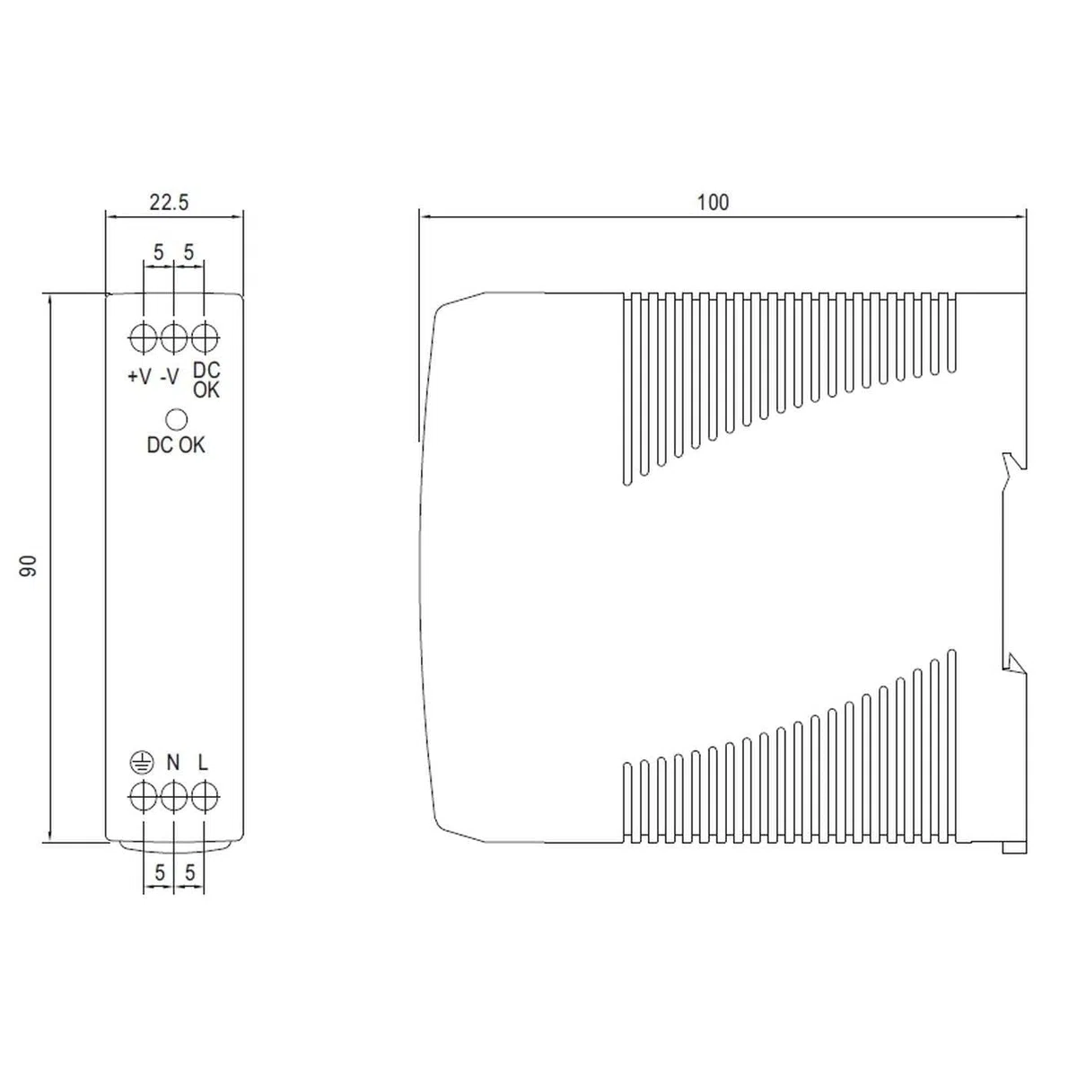 Meanwell MDR-20-24 Fuente de alimentación DIN-RAIL, 24W, 24V, 1A