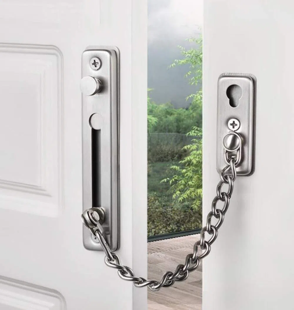 KAFENDA Cerradura de cadena de puerta de seguridad Pestillo de cerradura de puerta resistente con broches de resorte Cerraduras de cadena de acero inoxidable para puerta interior
