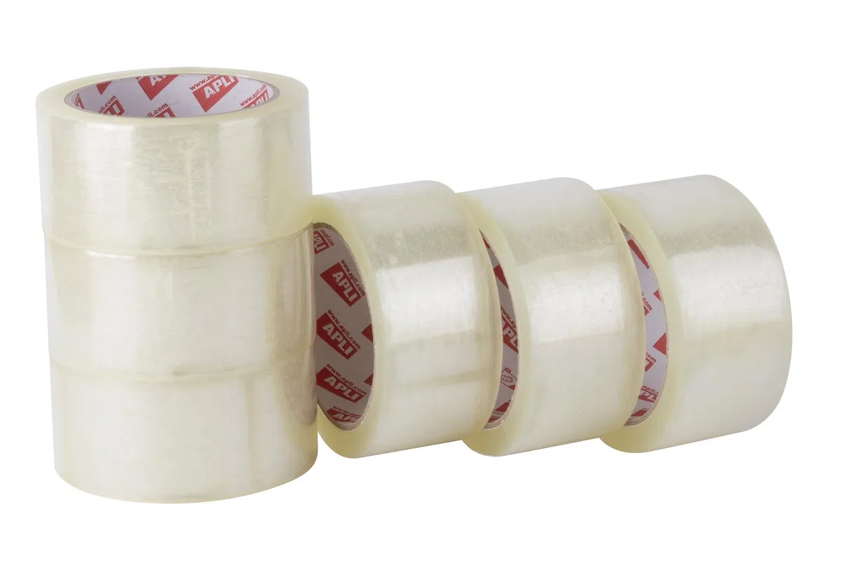 APLI 19906 - Pack de 6 rollos de precinto transparente silencioso, 48 mm x 66 m, 28 µm, pp acrílico, cinta de embalar sin ruido recomendada para todo tipo de uso