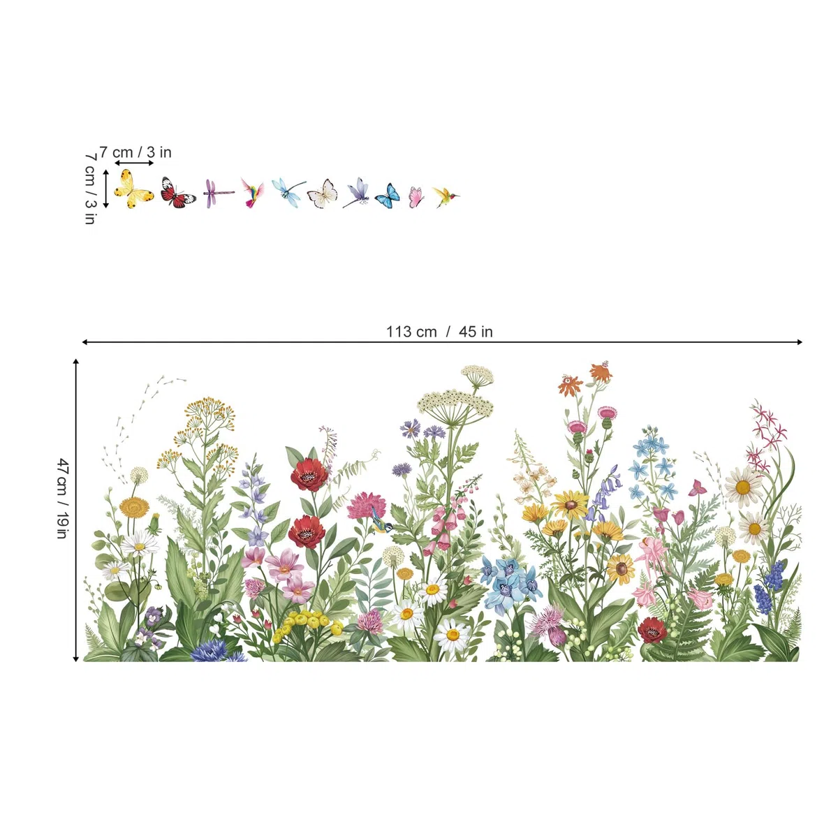 wondever Pegatinas de Pared Flor Silvestre Hierba Adhesivos Pared Decorativos Plantas Verdes Hojas Mariposa Vinilos Pared para Salón Dormitorio Oficina