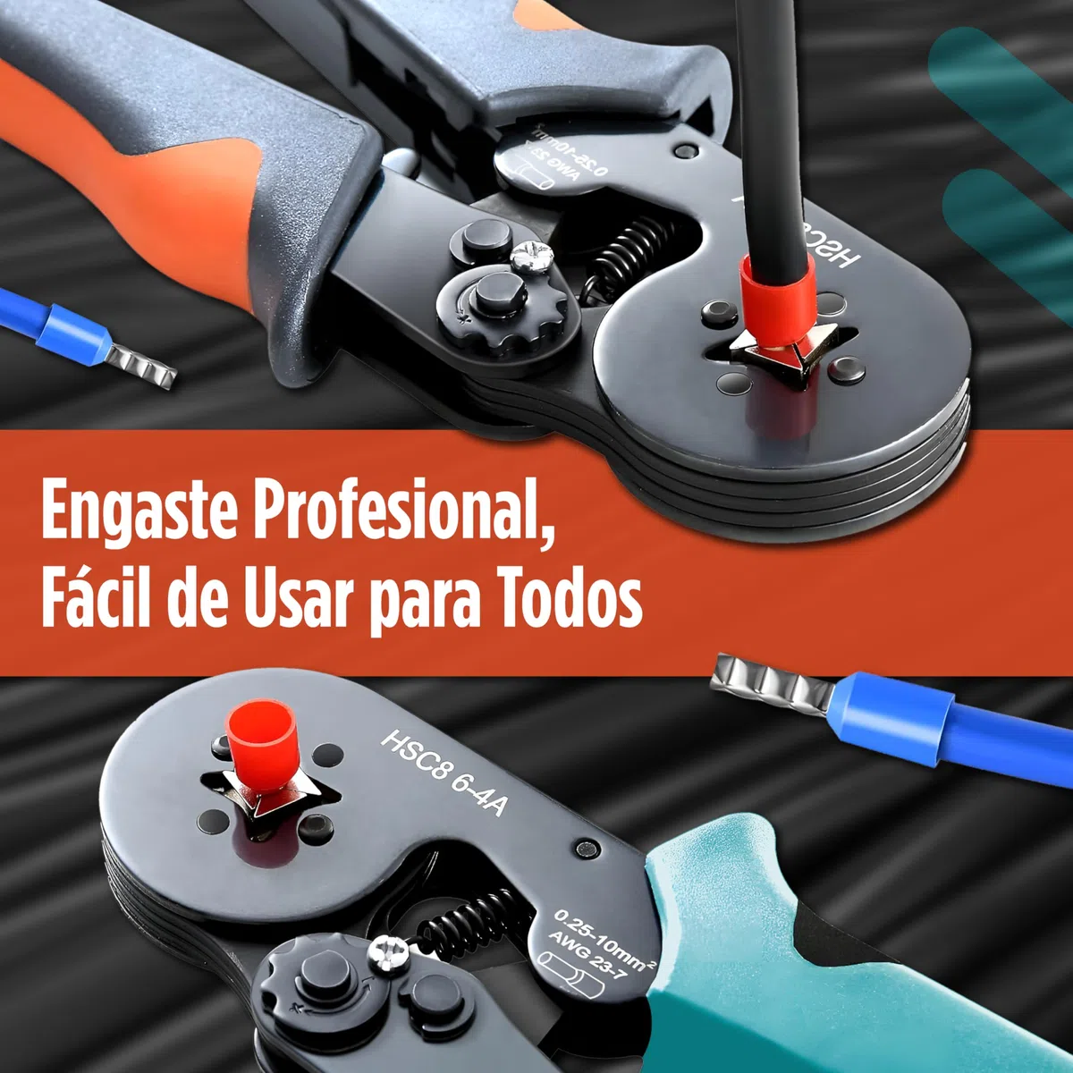 Crimpadora profesional 0.25-10mm² de 1200 terminales electricos con Prensa para Punteras huecas y Terminales de Cables - Juego Completo de Terminales Eléctricos Incluidos – Kit Electricista
