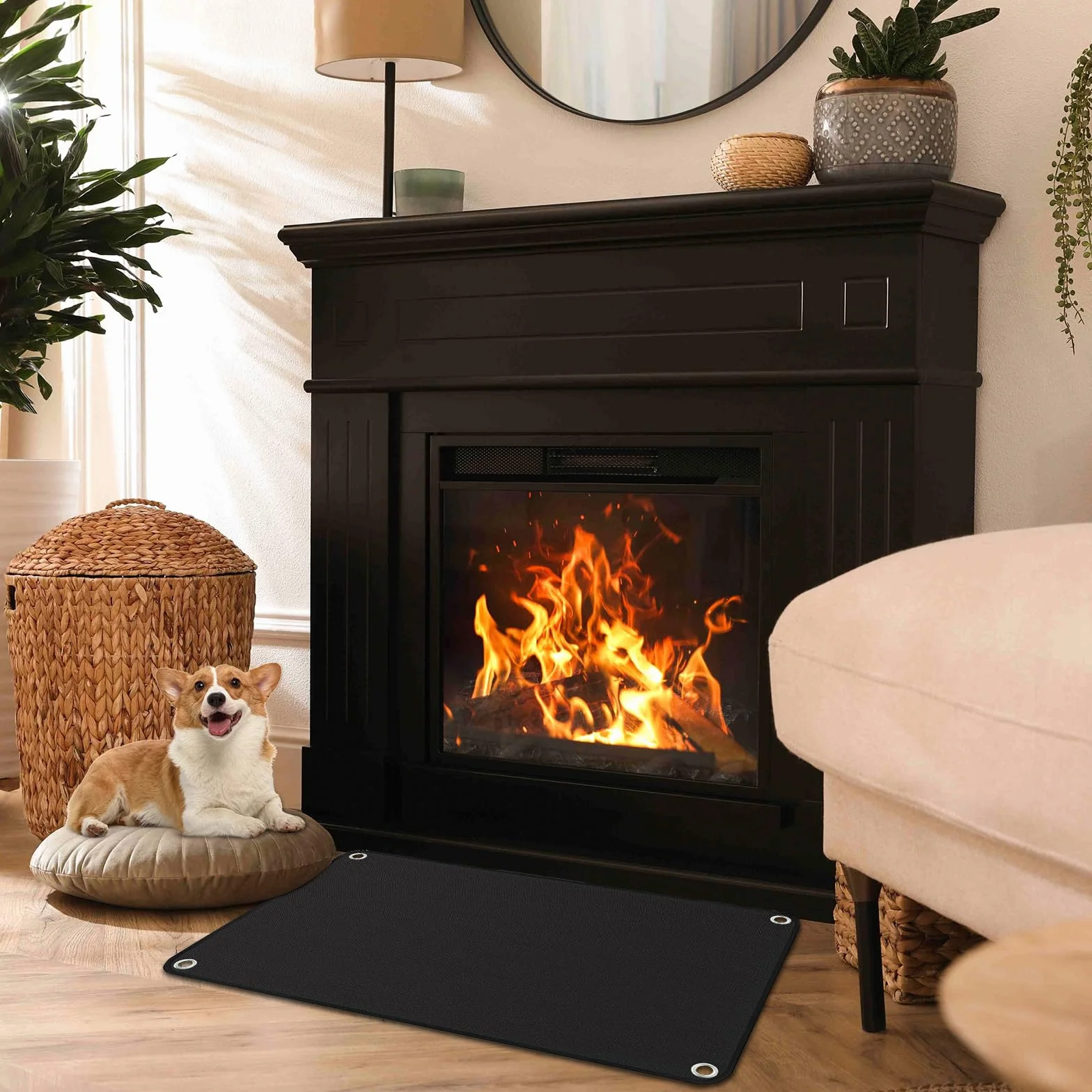 Alfombra Ignifuga para Chimenea, Alfombra Chimenea Ignifuga, Protector Suelo Chimenea, Alfombra de Fibra de Vidrio recubierta de Silicona, Alfombra Ignífuga para Chimenea y Estufa (100 * 120CM)