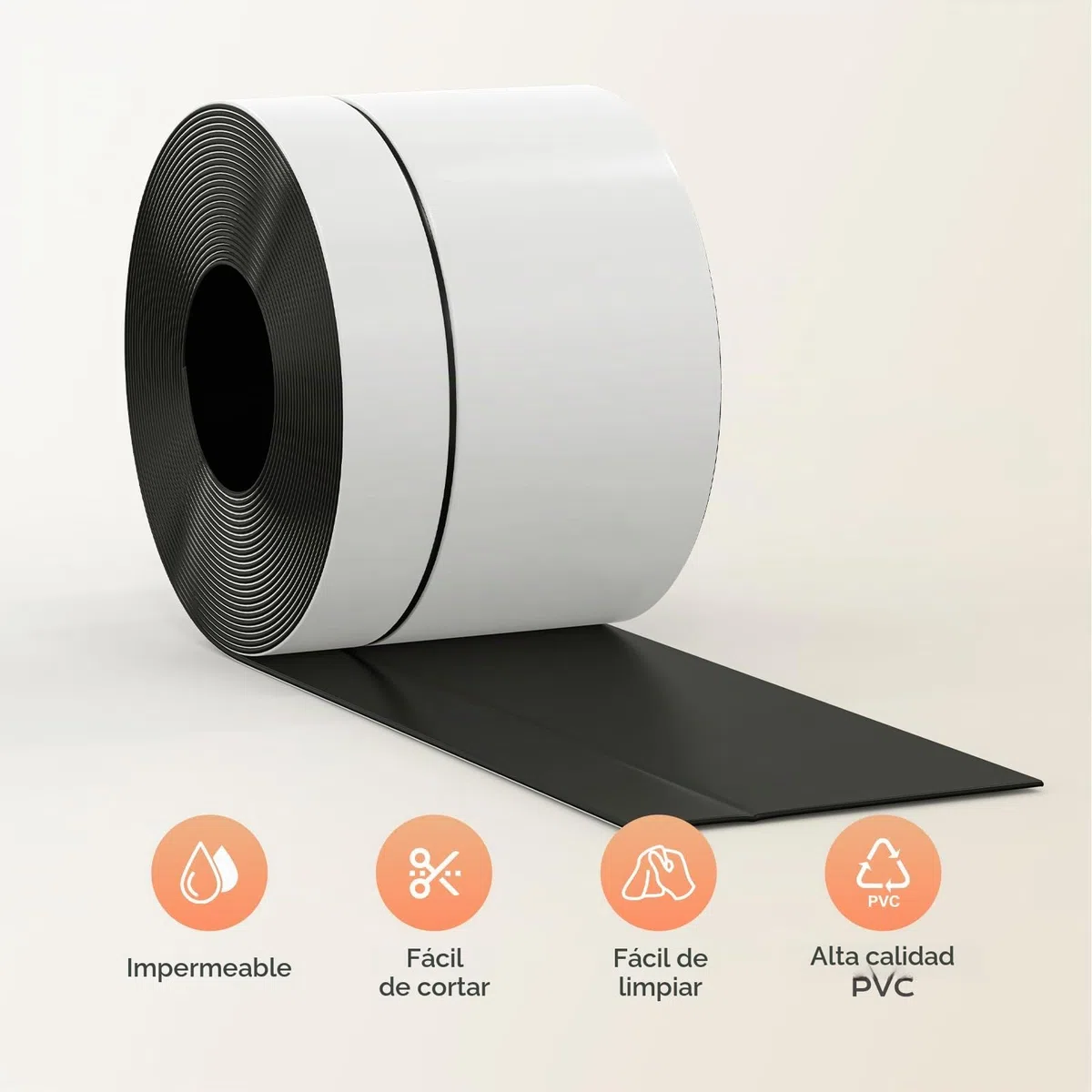 Rodapié Flexible Autoadhesivo, 5 Metros 50x20mm Plegable para Cocina, Baño y Pared, Decorativo, Resistente a Los Rayos UV, Negro