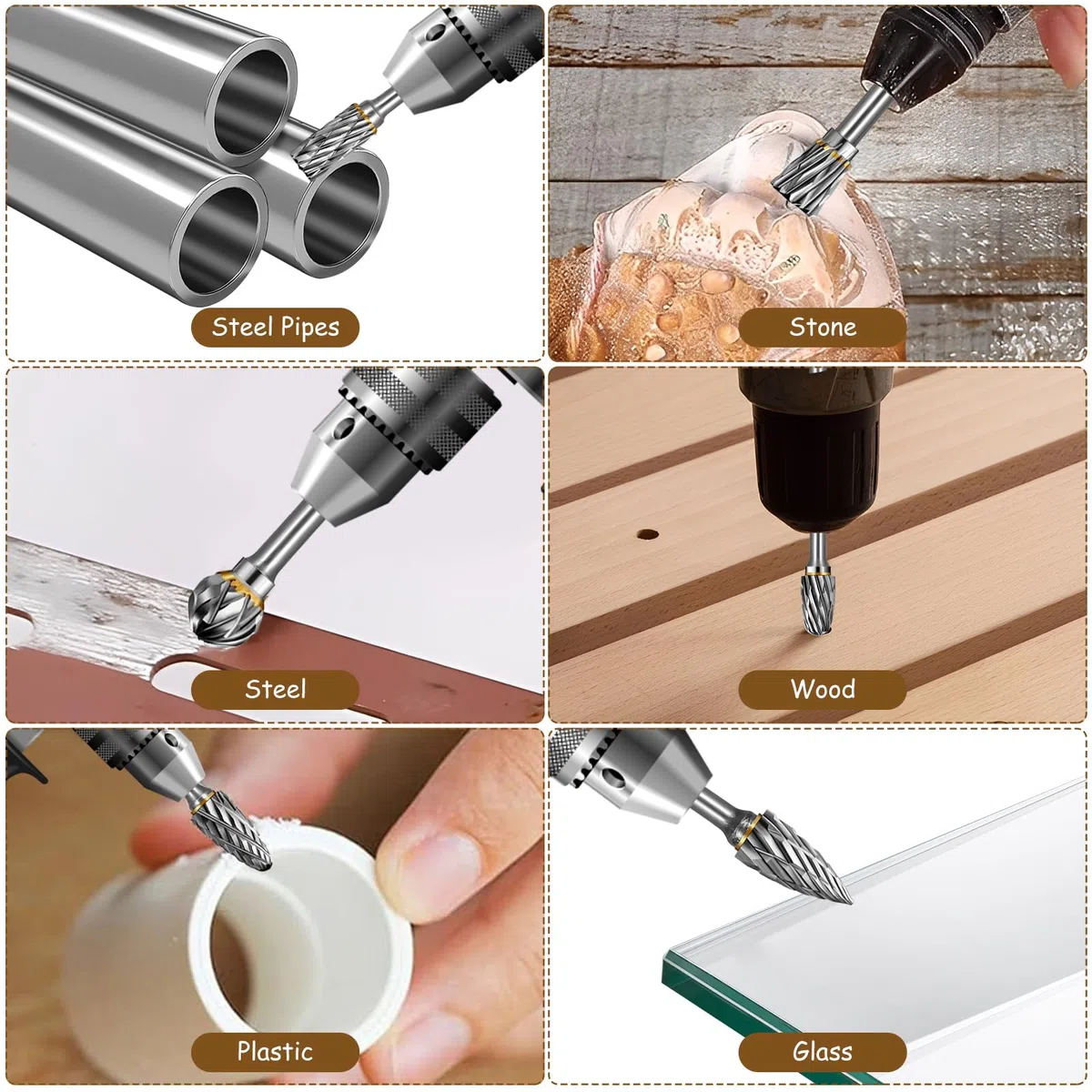 20 Pcs Fresas para Madera de Carburo con Eje 1/8", Fresas de Tungsteno para Dremel Accesorios, Fresa Rotativas de Doble Corte para Taladradora, Metal, Madera, Taladro, Pulido, Tallado, Grabado