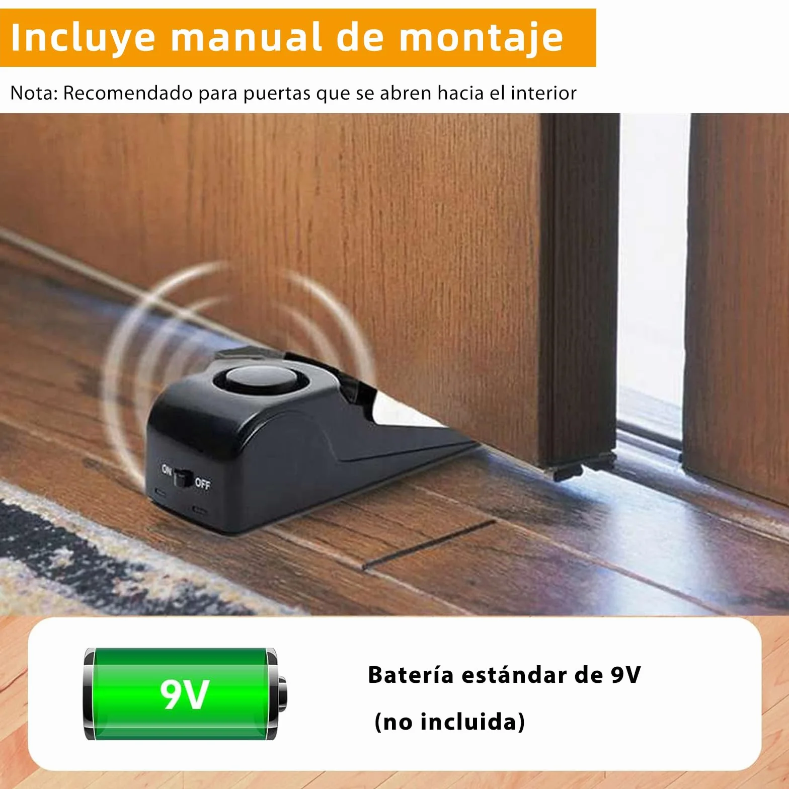 Tope de puerta inalámbrico con alarma 120 dB antirrobo para hotel hogar viaje 2 unidades