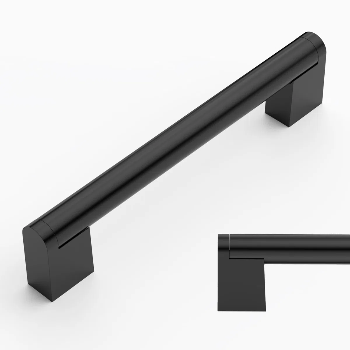 Amerdeco 10 Piezas Tiradores de Cocina 128mm Negro - Manillas Para Armarios, Cajones y Puertas Correderas de Acero Inoxidable - Modelo UK038