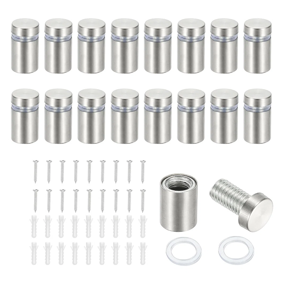 PATIKIL Tornillos De Separación 1/2x0.79", Paquete De 16 Montajes De Pared De Acero Inoxidable, Hardware Para Montar Letreros, Clavos De Separación Para Colgar Letreros, Plateado