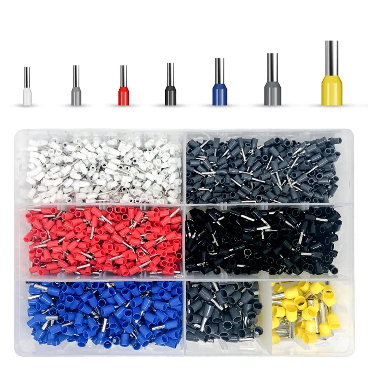 Juego de punteras para cables, 2000 piezas, juego de punteras para cables de 0,5-10 mm² (22-7 AWG), fundas para cables aisladas, surtido de punteras para cables para conexión de cables