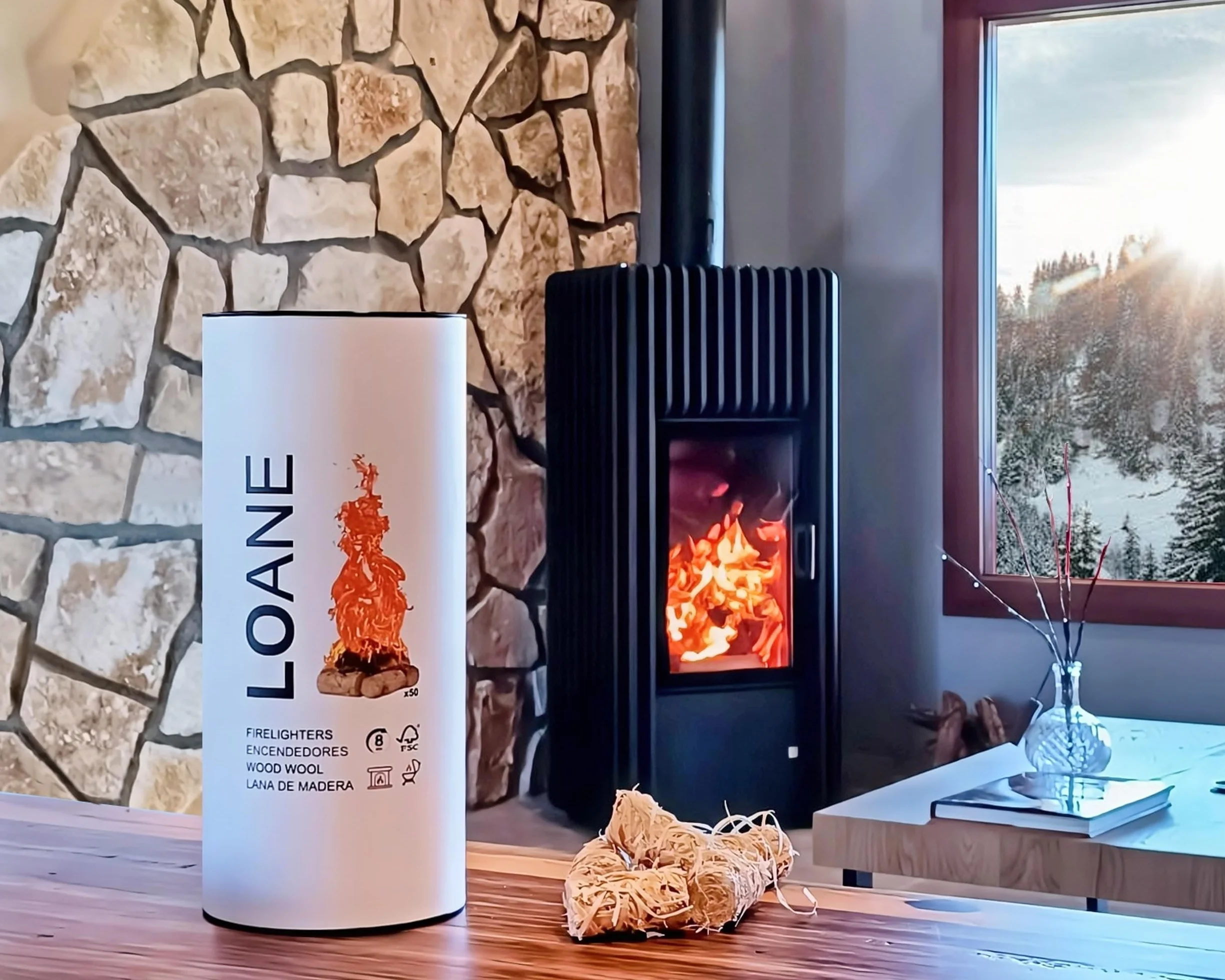 LOANE – Pastillas Encendido Chimenea – Encendedor Chimenea, Encendedor Barbacoa, Pastillas Encendido, Encendedores Ecológicos, Ecendedores Naturales, Encendedores De Lana De Madera.