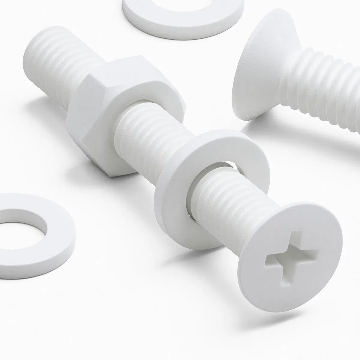 20 x tuercas y tornillos avellanados con agujero transversal Polipropileno Blancos (PP), Acrílico, Pernos Tornillos y Tuercas de Plástico, M6 x 40mm