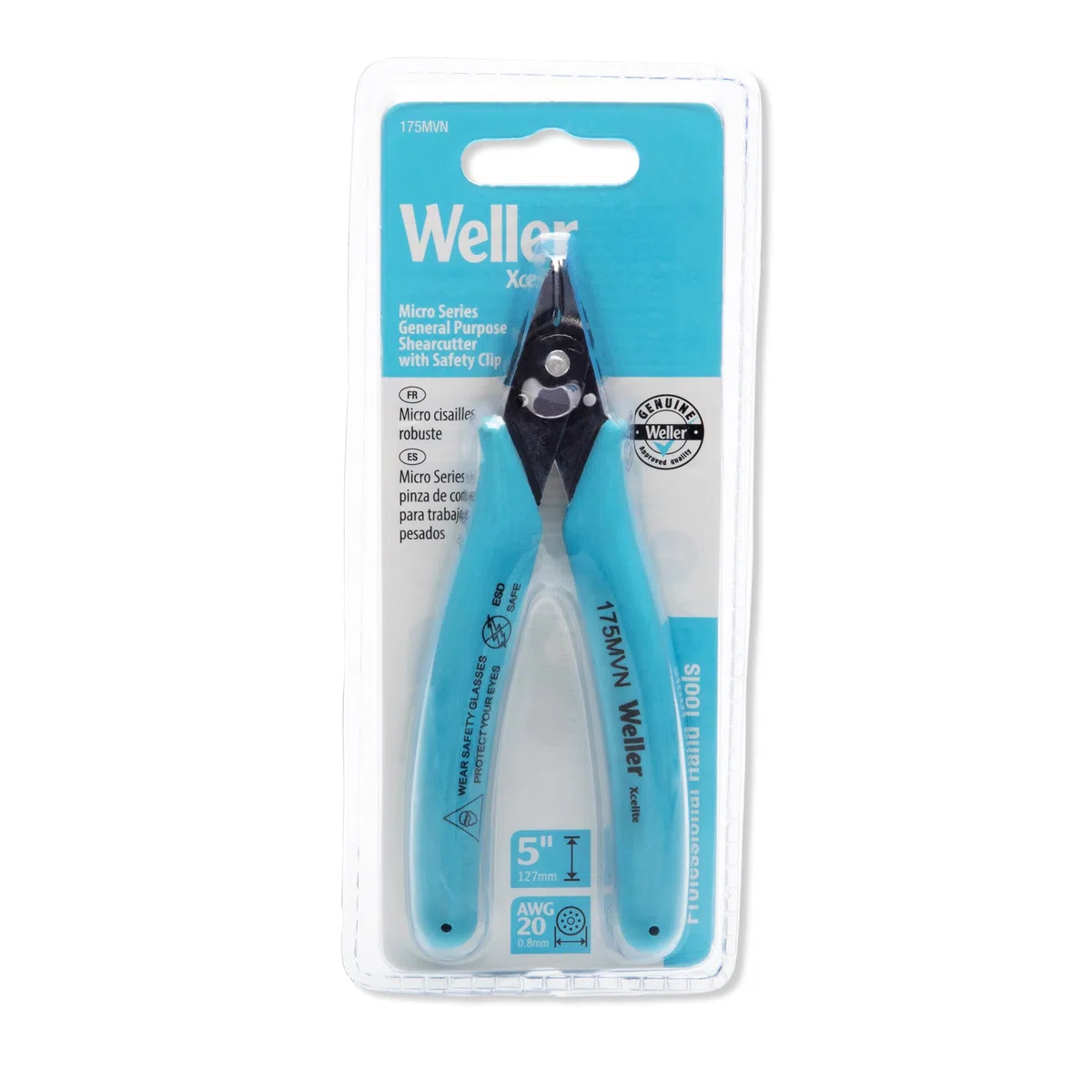 Cizalla Weller Xcelite 175MVN Micro con clip de seguridad, 20 AWG