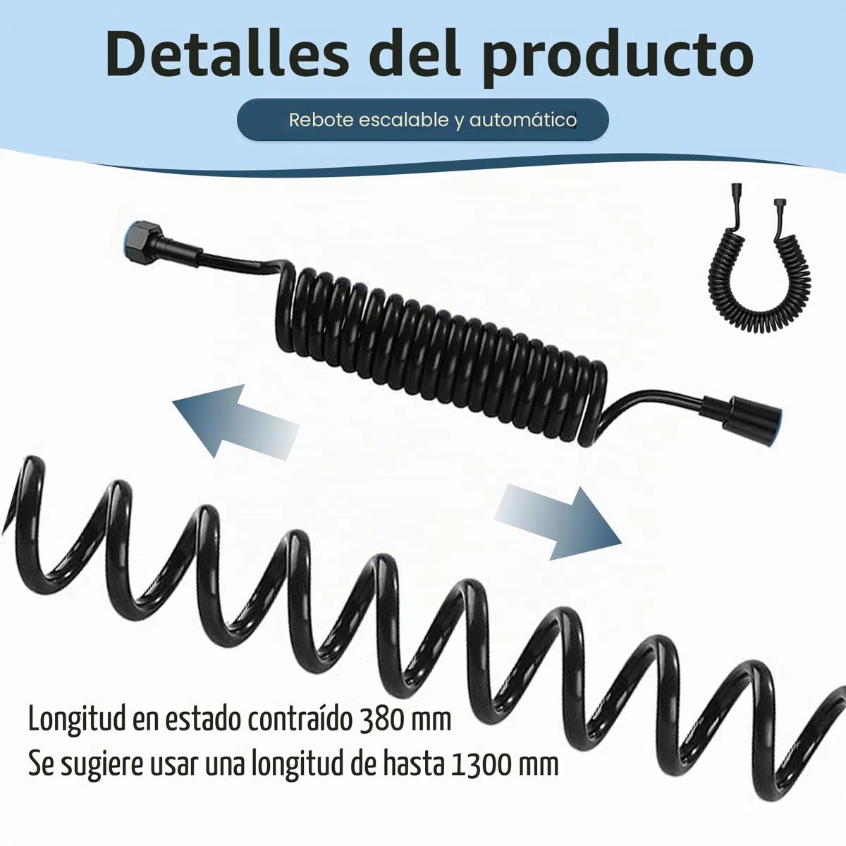 5 Metros Manguera Ducha, Cable Ducha Telescópica Flexo Ducha con Resorte Manguera En Espiral Manguera de Agua Latiguillos Grifo Lavabo Baño para Mano Bidét(Negro)