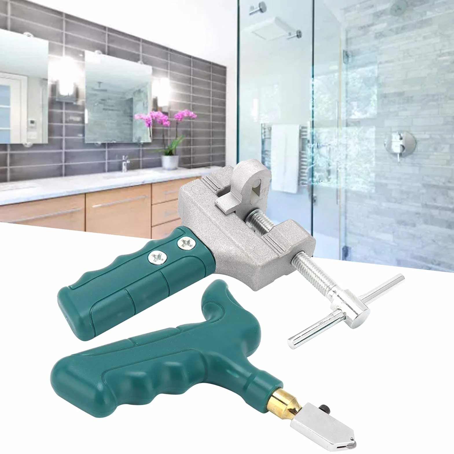 Kit de corte de vidrio, herramienta manual para cortar azulejos, hoja de acero de aleación de alta dureza con alicates trituradores, abridor portátil de azulejos de cerámica para