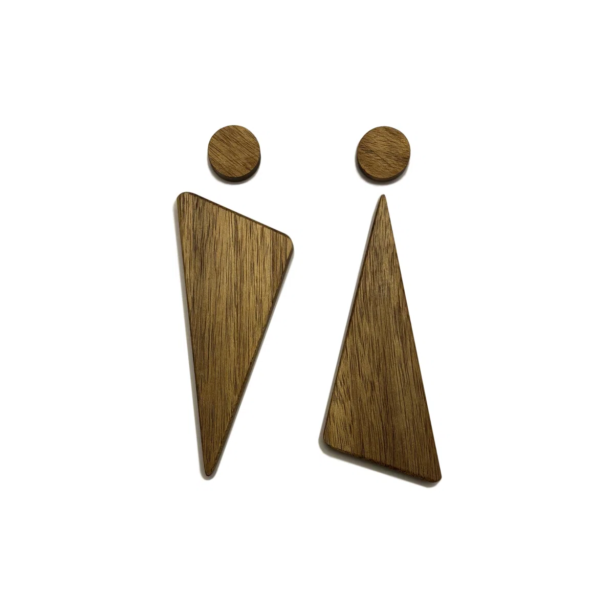 Cartel Baño Madera Autoadhesivo Señal WC Hombres Mujeres Set 2 | Elegante madera de nogal: Placa adhesiva chic para baño, oficina o bar. Diseño moderno para hombre y mujer en pack de 2.