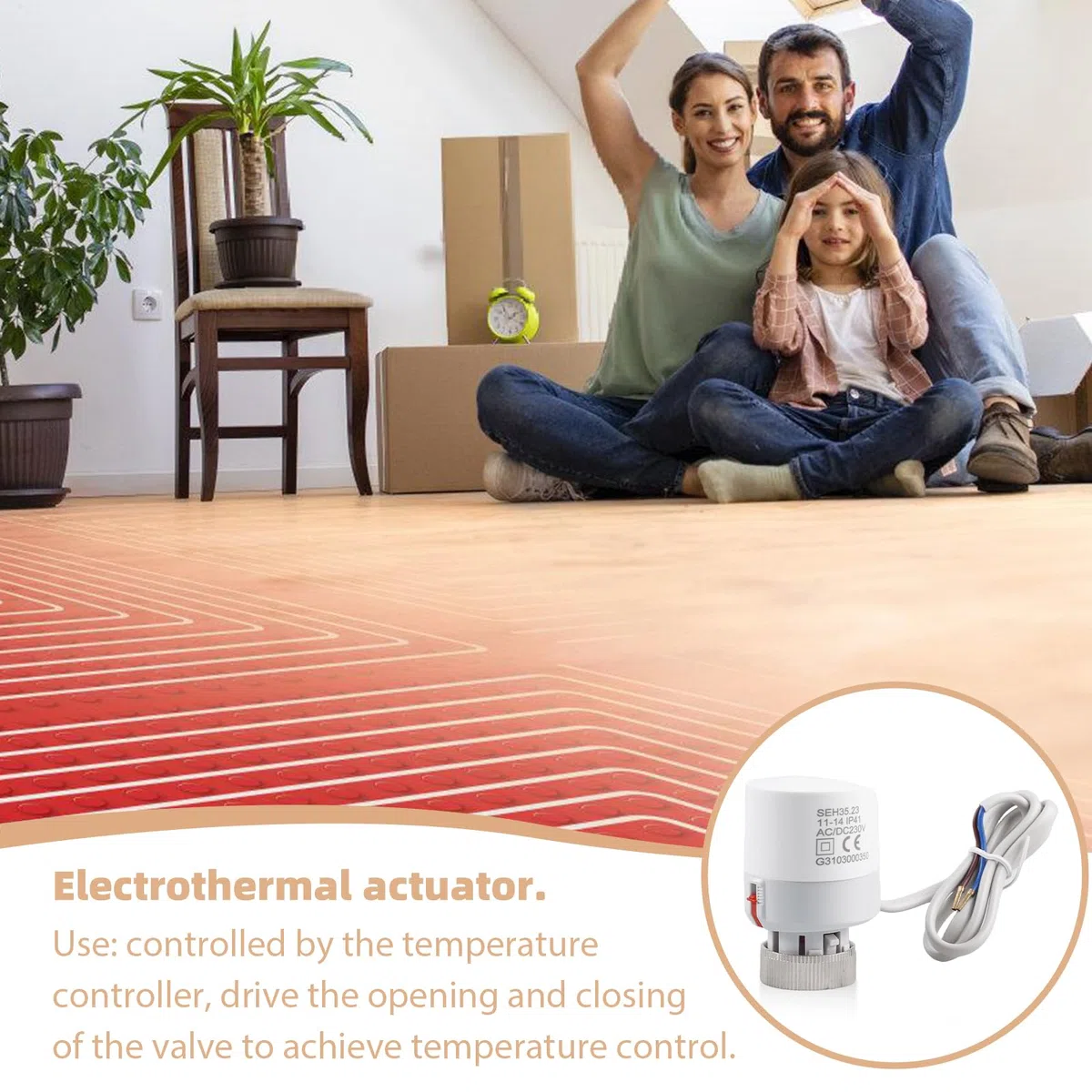 BORDEAG Actuador Térmico de Alto Rendimiento: 2 Unidades Actuador Térmico Eléctrico, Funcionamiento Confortable, Para Calefacción por Suelo (230V, M30x1,5, Blanco)