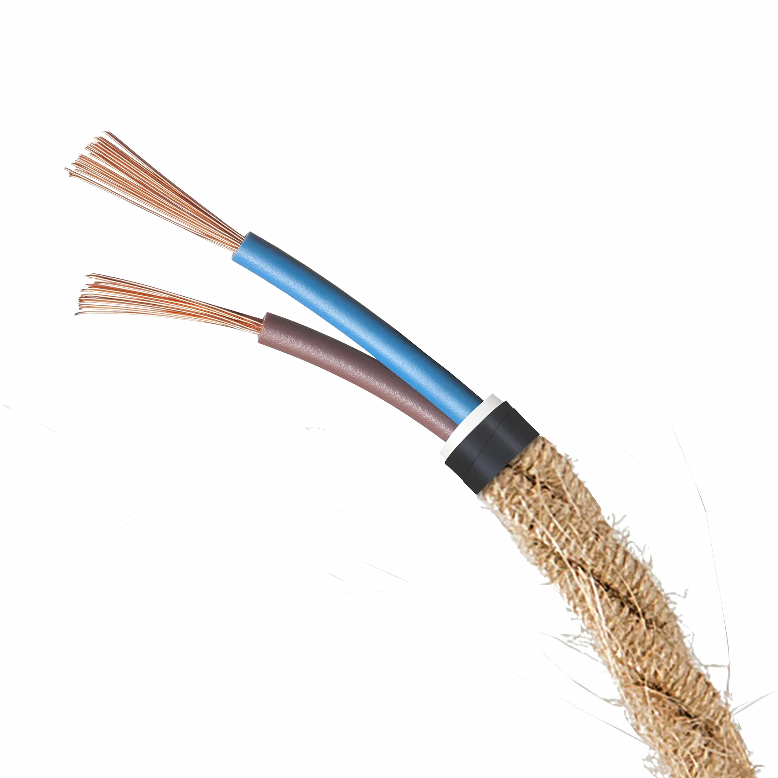 Cable de tela yute trenzado 2x0,75 5 metros Hilo eléctrico textil para lámparas bricolaje iluminación vintage
