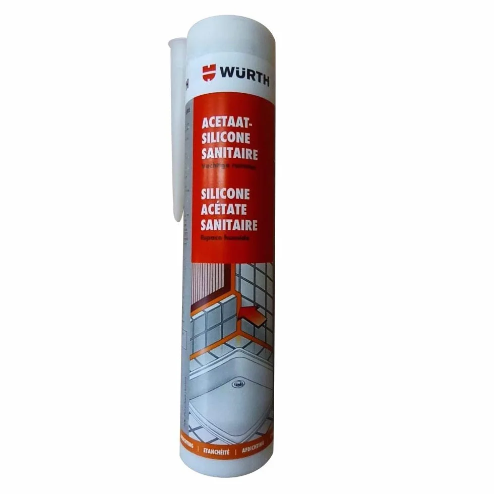 Würth – Silicona acetato para habitaciones húmedas transparente cartucho de 310 ml)