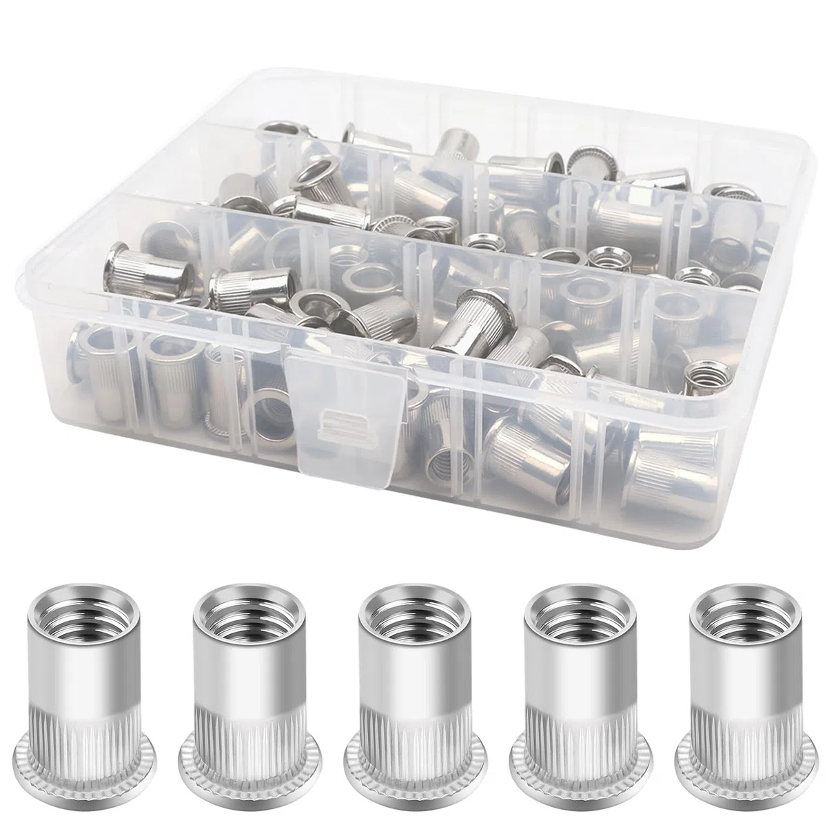 100 Tuercas de Remache M8 de Acero Inoxidable, Cabeza Plana Avellanada para Metal y Plástico