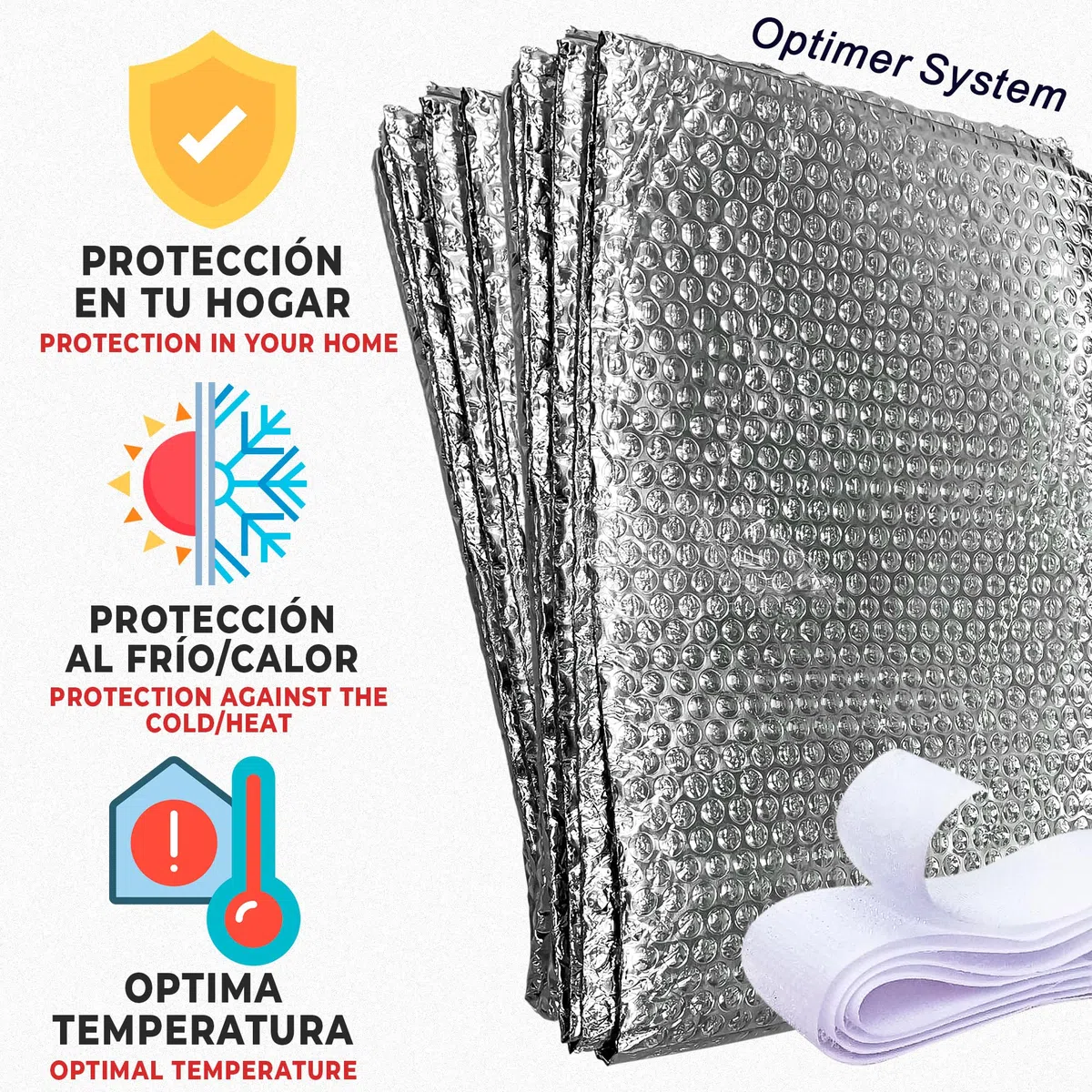 Aislante Termico Ventanas protege del Frio y Calor - 1.5x1.2m - Aislamiento Termico Autoadhesivo para Ventanas correderas - Incluye Velcro