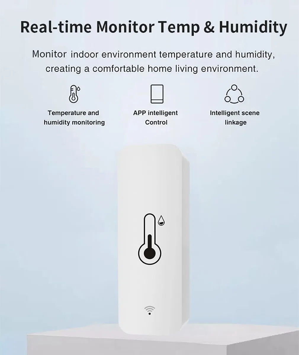 Monitor de temperatura de humedad WiFi: termómetro higrómetro inteligente para monitor remoto y alerta, termómetro interior de alta precisión con aplicación TUYA, compatible con Alexa (paquete de 1)
