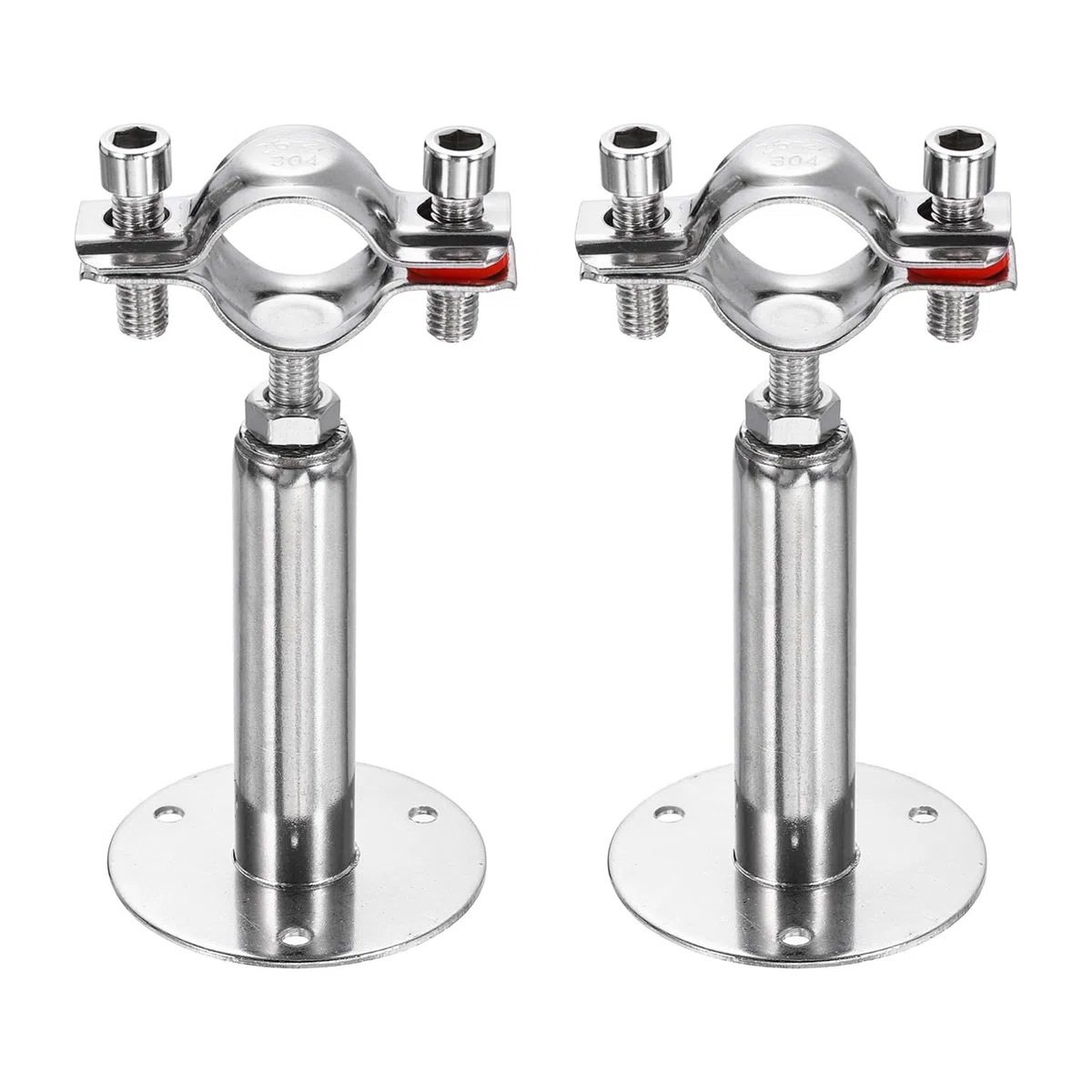 QUARKZMAN 2 Piezas Soportes Para Tubos De Pared O Techo De Acero Inoxidable 304 Abrazadera Ajustable Para Tubos Con Diámetro Exterior De 1"-1.1" (25-27mm) Altura Ajustable 100-150mm