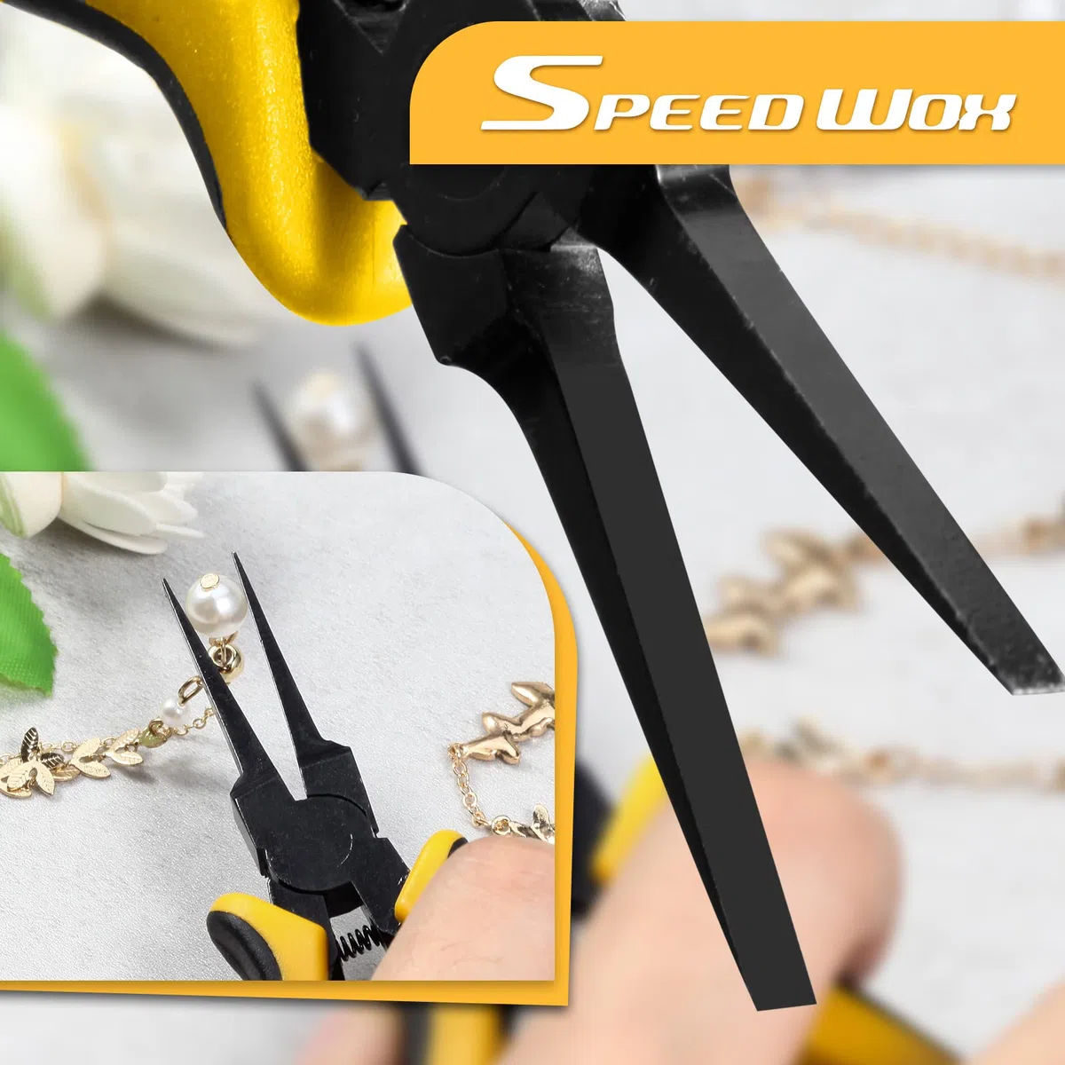 SPEEDWOX Alicates finos de punta plana de 5.5 pulgadas, alicates de punta plana fina con mandíbula lisa para hacer joyas, manualidades y tablero PCB