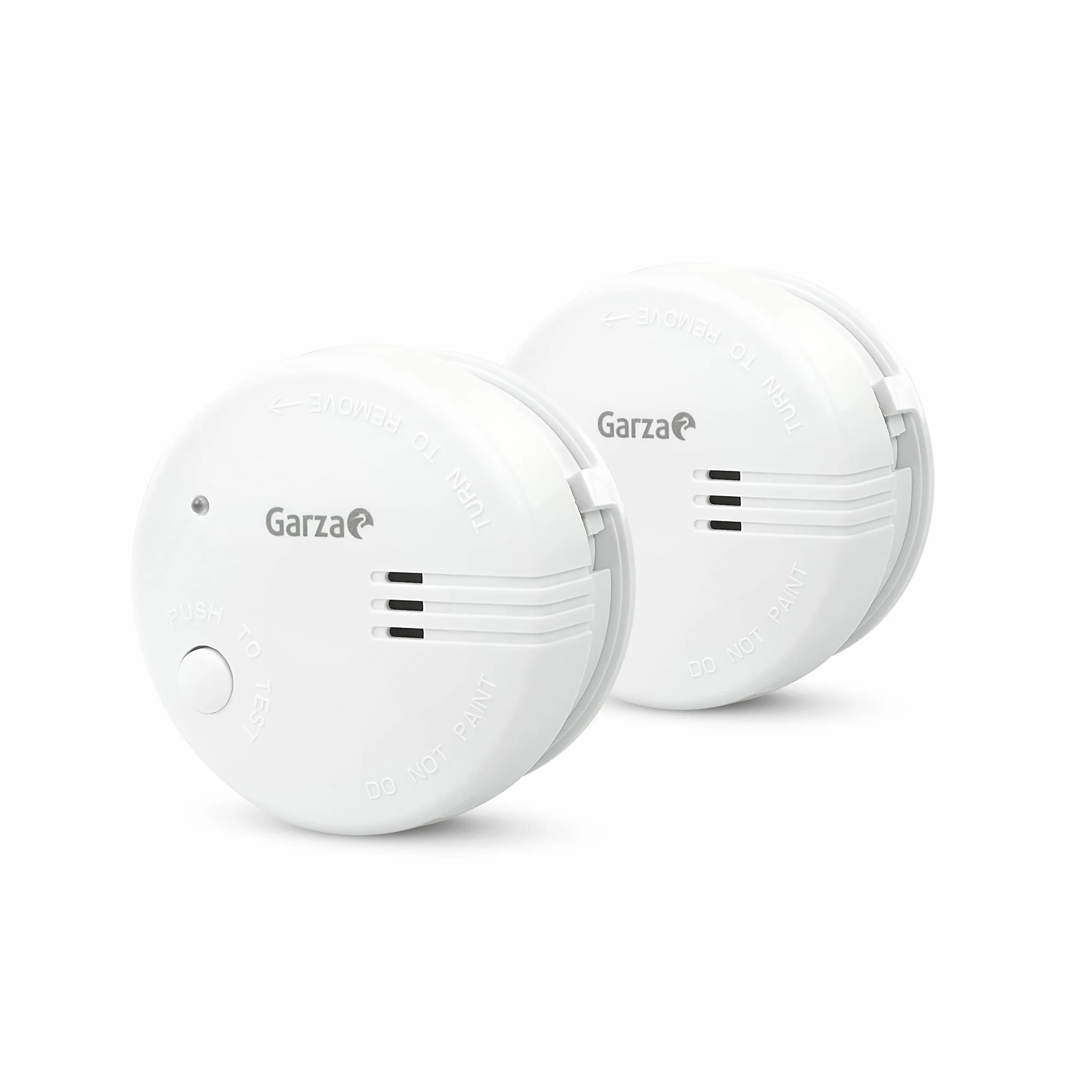 Garza - Pack de 2 Detectores de Humo Mini, Diseño Ultracompacto, Sensor Fotoeléctrico, Alarma 85dB, Batería 9V Incluida, Instalación sin Cables, Indicador LED y Botón Test
