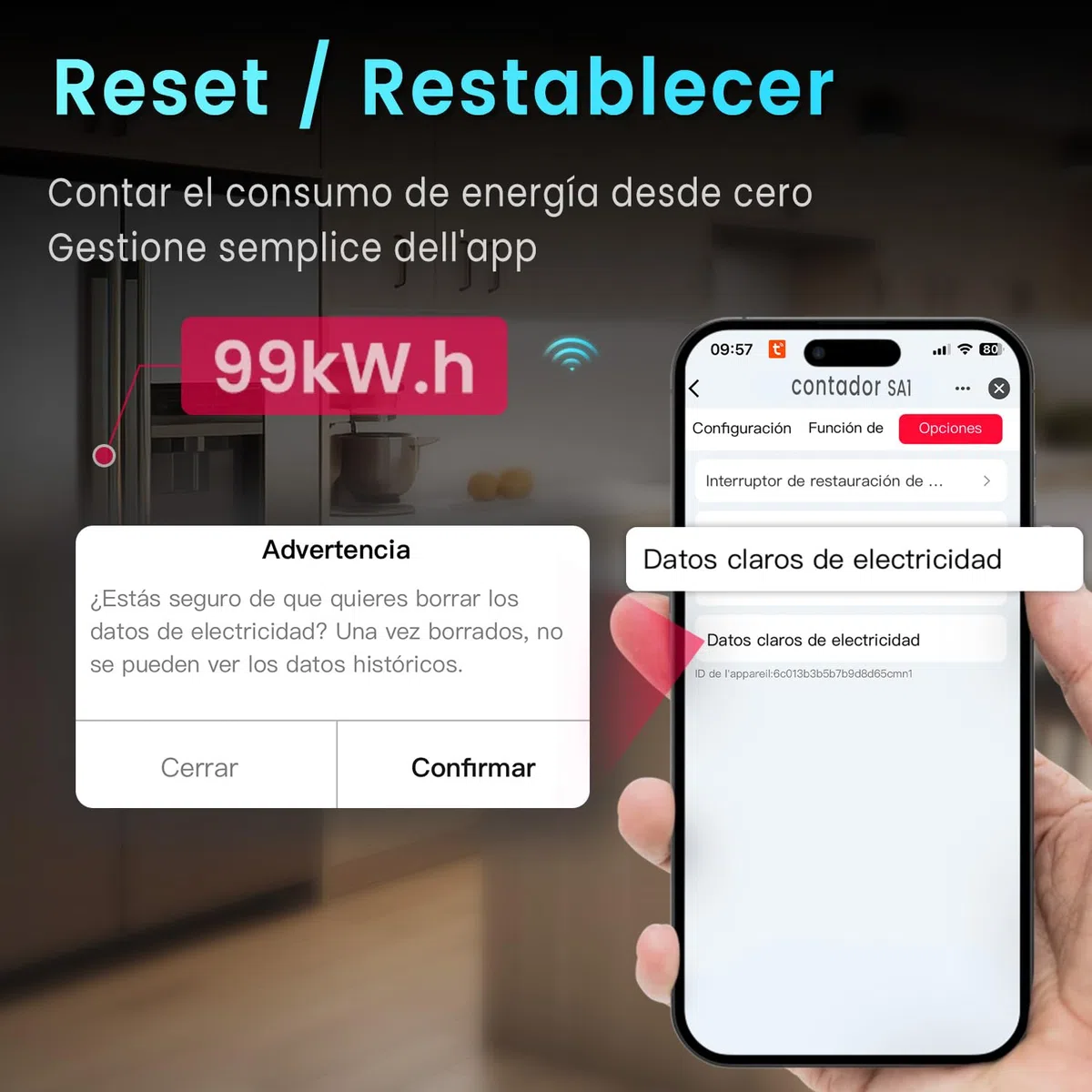 Tongou Monitor de energía WiFi, medidor de energía Smart Wifi, 1 fase, transformador de corriente con detección CT para hasta 50 A, medidor de energía mediante aplicación Smart Life, medición de