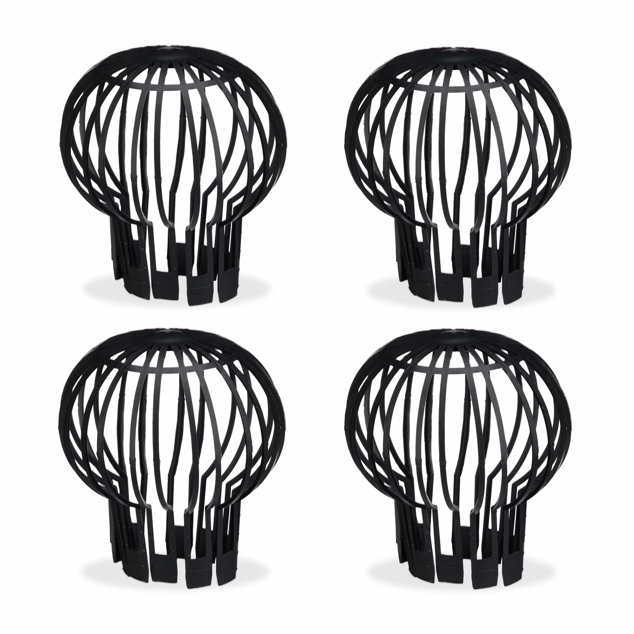 Relaxdays Protector de canalones, Cubiertas para bajantes, Anti-Atascos, Ø 13 cm, 4 Uds., Negro