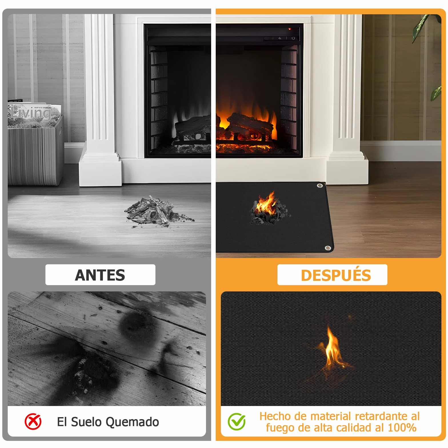 Alfombra Ignifuga para Chimenea, Alfombra Chimenea Ignifuga, Protector Suelo Chimenea, Alfombra de Fibra de Vidrio recubierta de Silicona, Alfombra Ignífuga para Chimenea y Estufa (100 * 120CM)