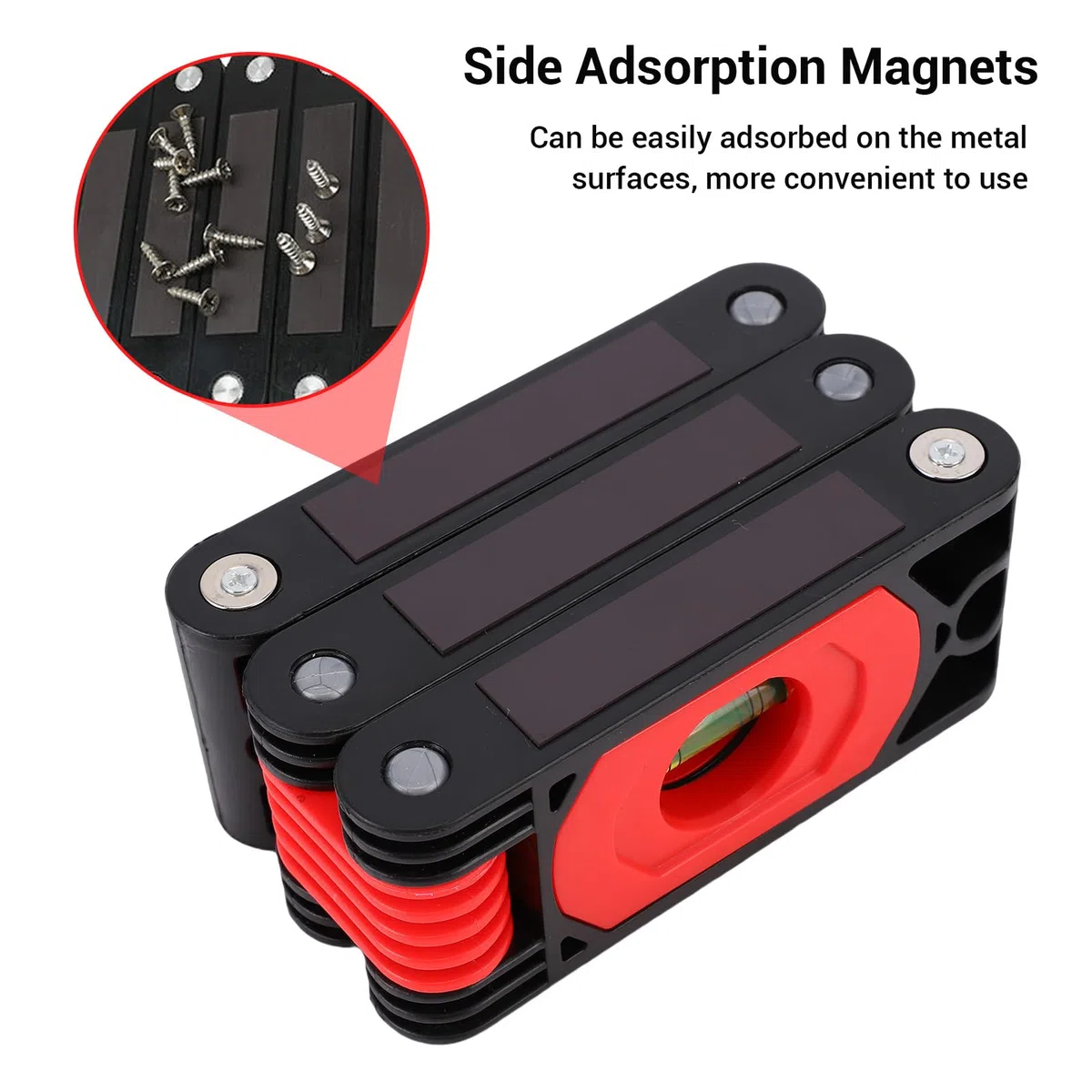 lyrlody Regla de Nivel Plegable, Herramienta de Múltiples ángulos ABS con Base Magnética y Viales de Burbujas para Proyectos de Plomería y Carpintería