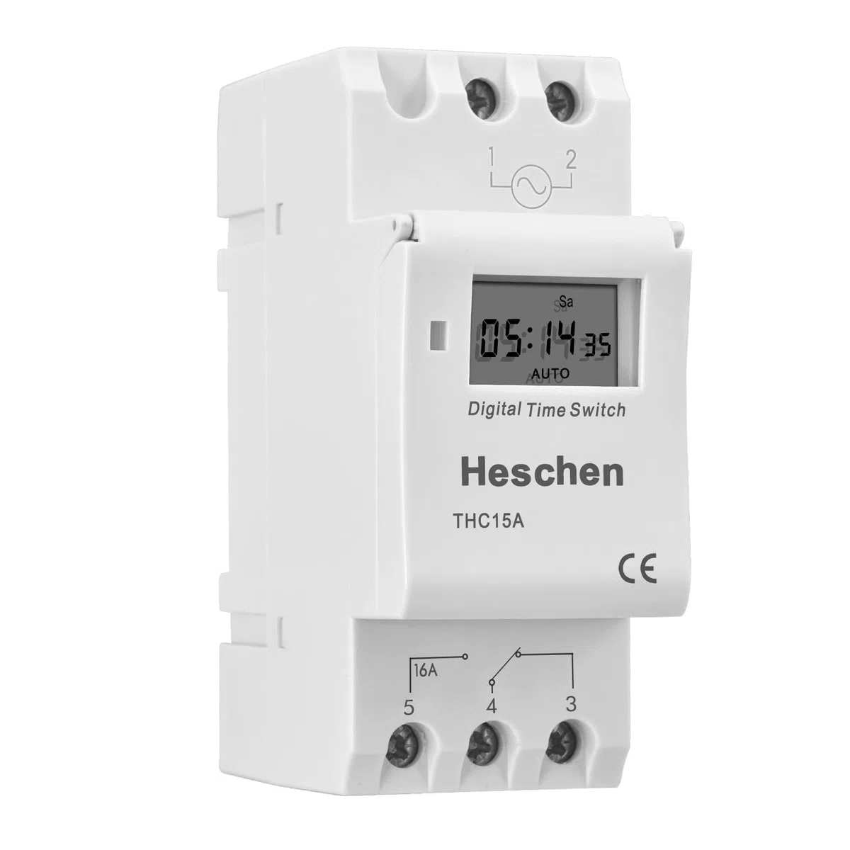 Heschen Digital LCD Power Weekly Interruptor de relé de temporizador programable THC15A DC 12V 16 Amp SPST 35mm Carril DIN