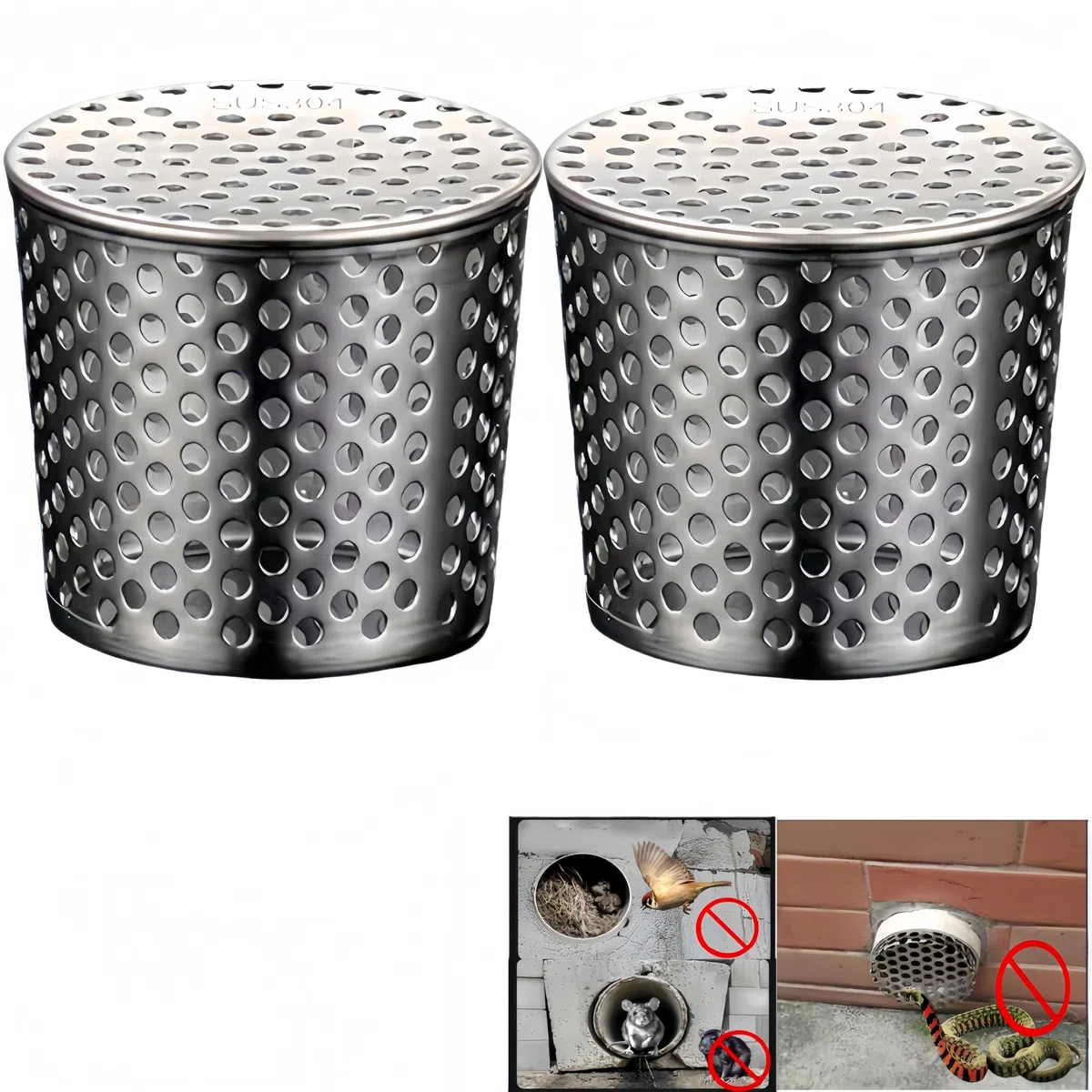 Protectores de canalón Downsport – Filtro de acero inoxidable, protectores de canalón para evitar el bloqueo de las hojas, evitan que las serpientes, ratones y pájaros entren en la casa a través de